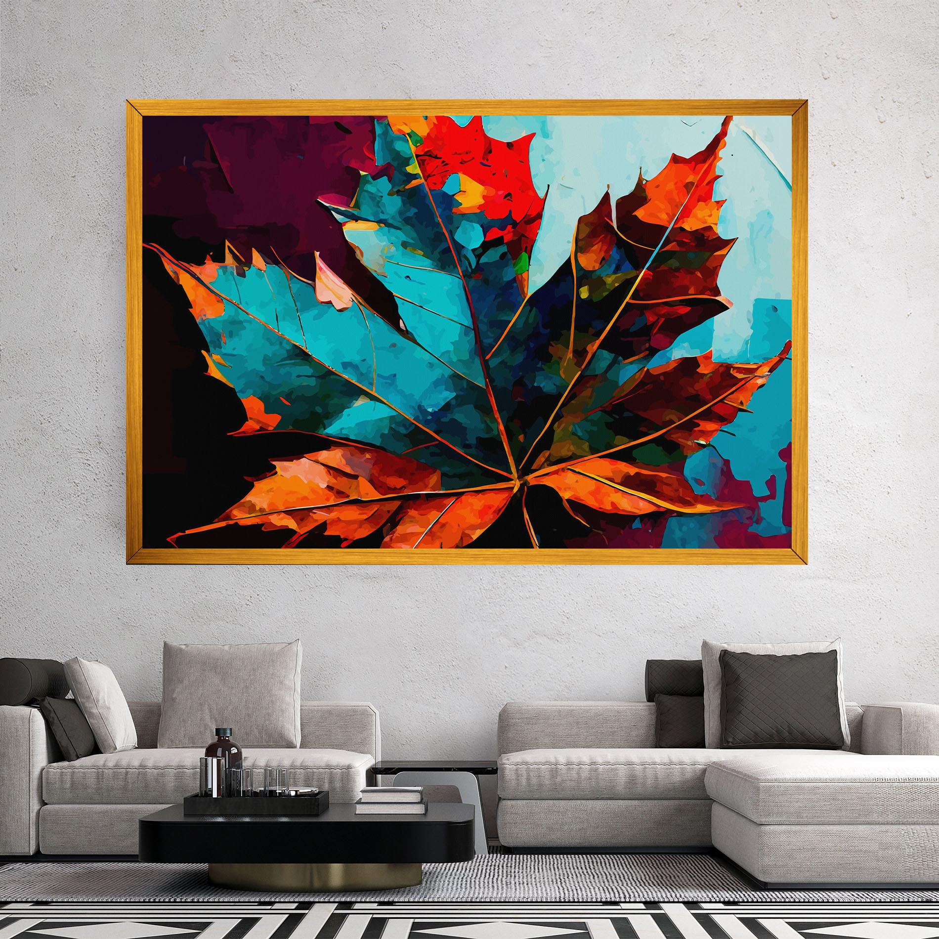 Leinwandbild Blue Orange Leaf mockup 2