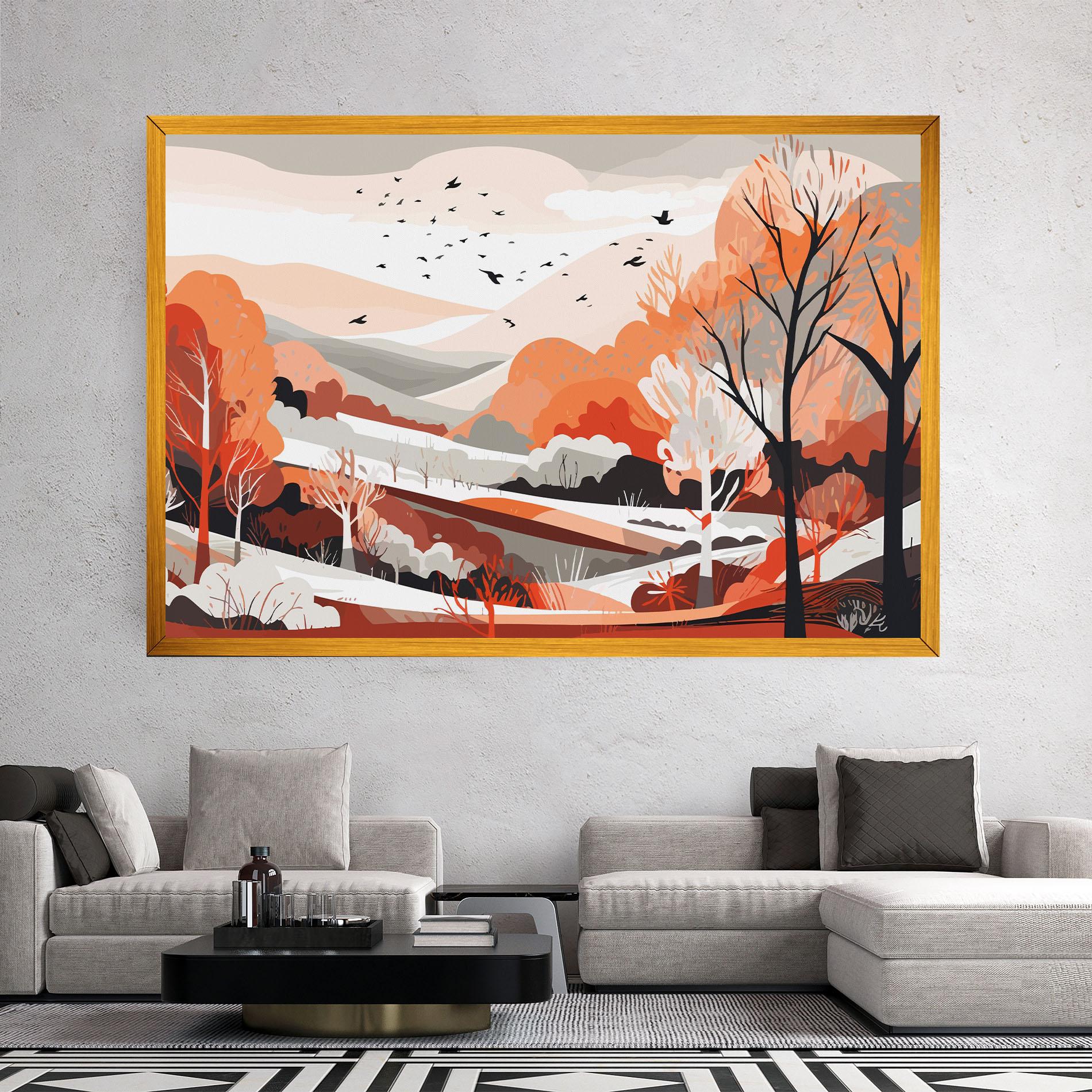 Leinwandbild Grey Orange Autumn mockup 2