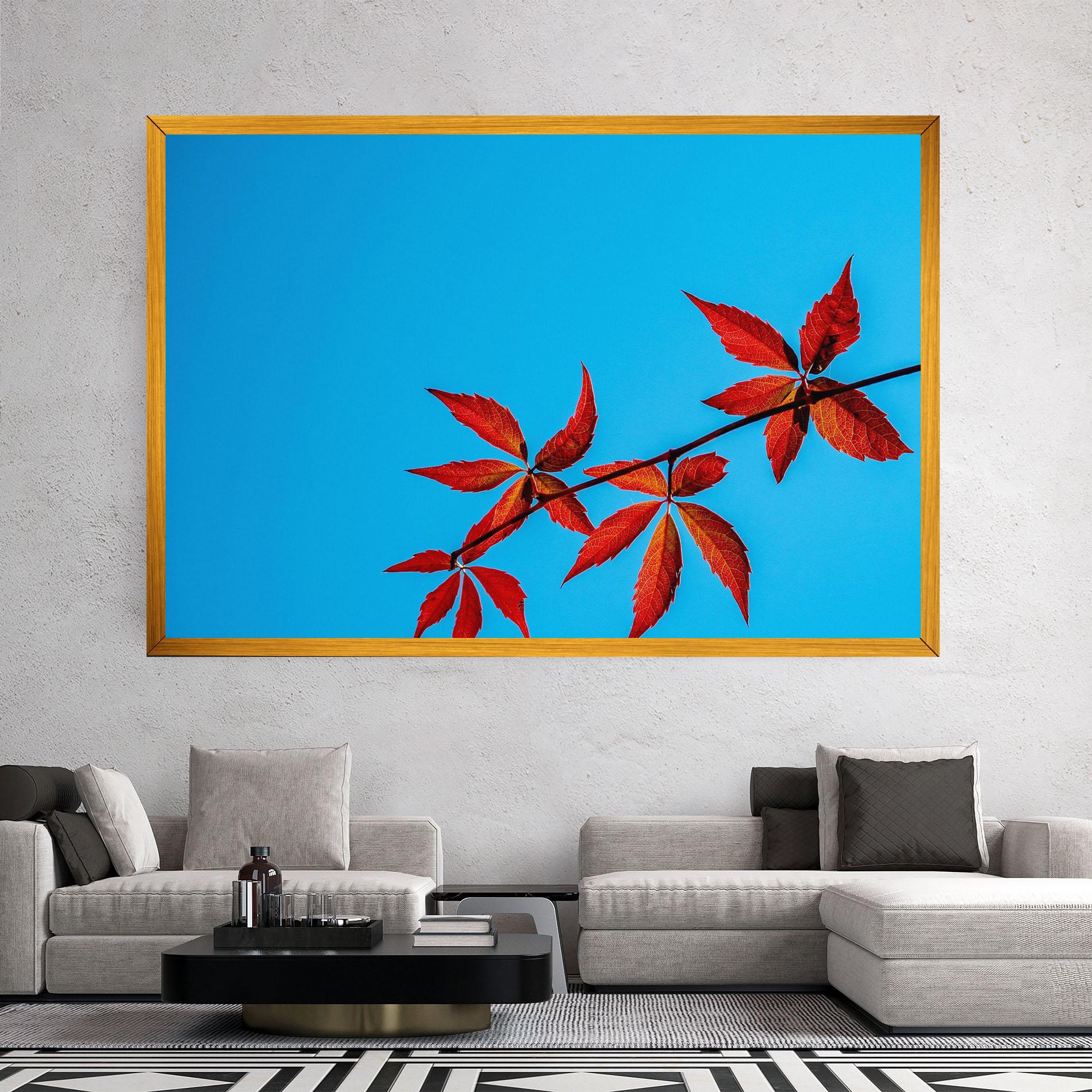 Leinwandbild Red Small Leaves mockup 2