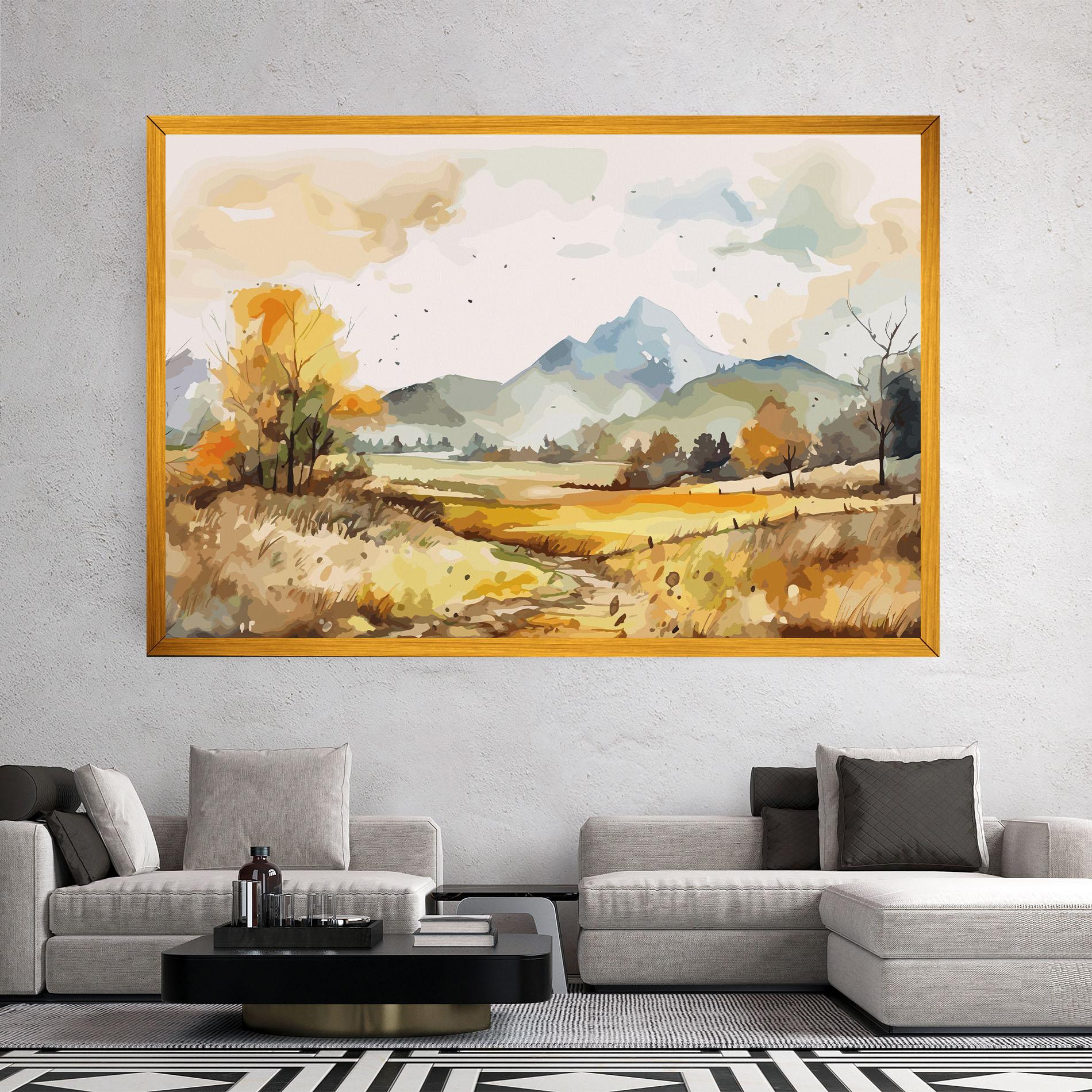 Leinwandbild Yellow Blue Autumn mockup 2