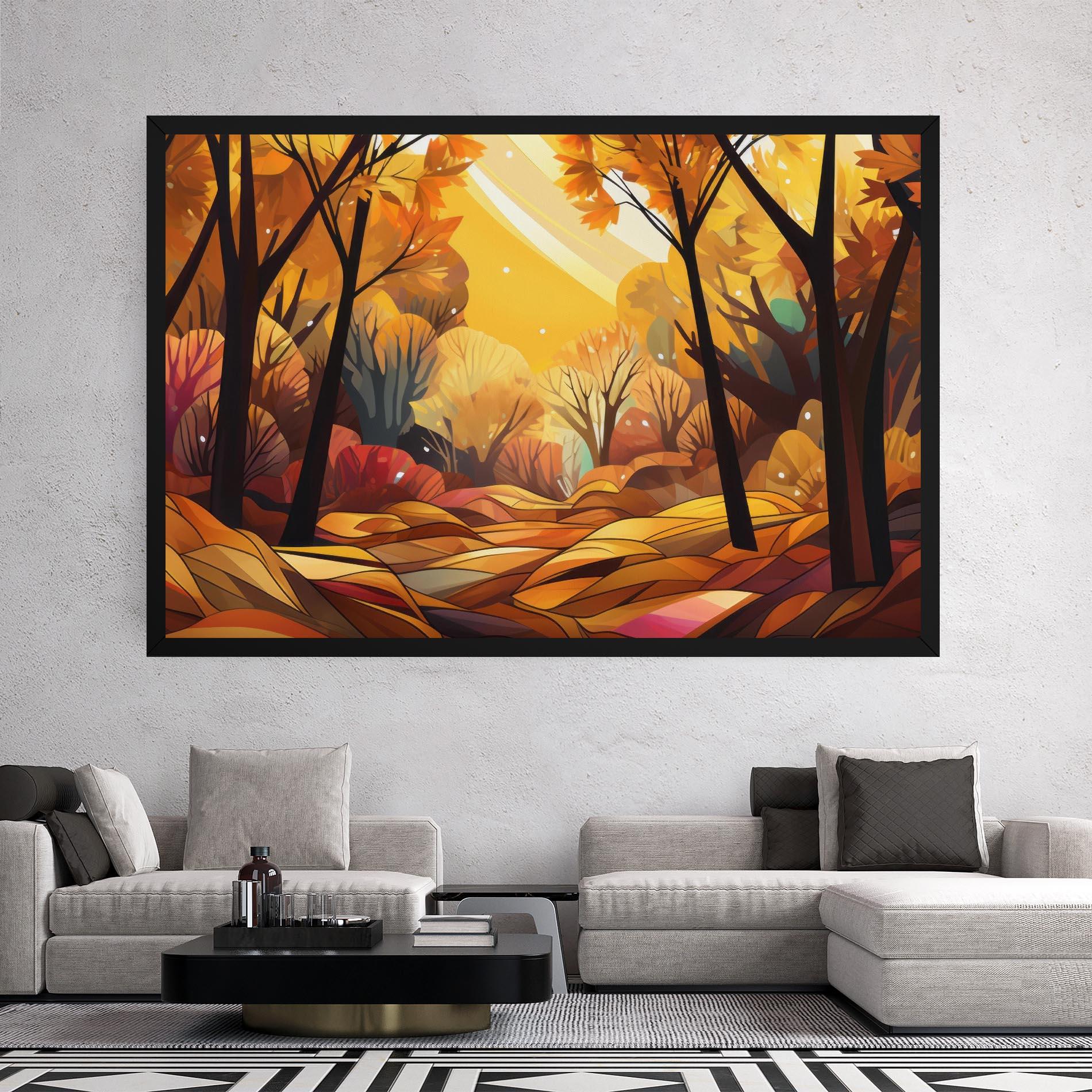 Leinwandbild Autumn Forest Art mockup 2