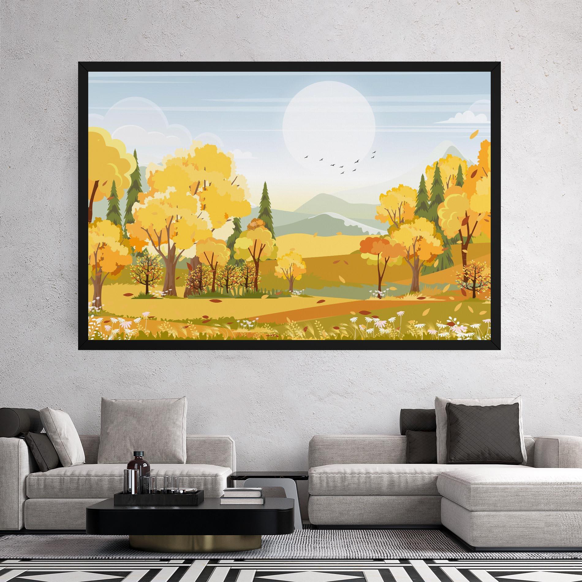 Leinwandbild Autumn Yellow View mockup 2