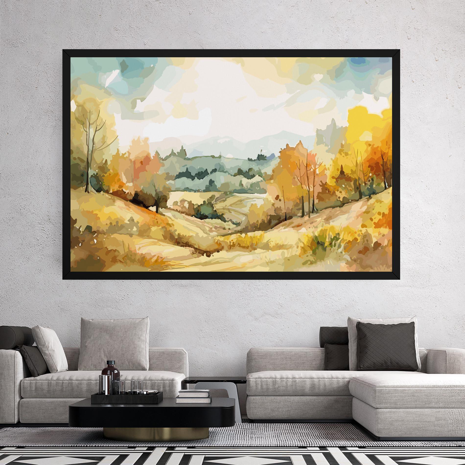 Leinwandbild Green Yellow Autumn mockup 2