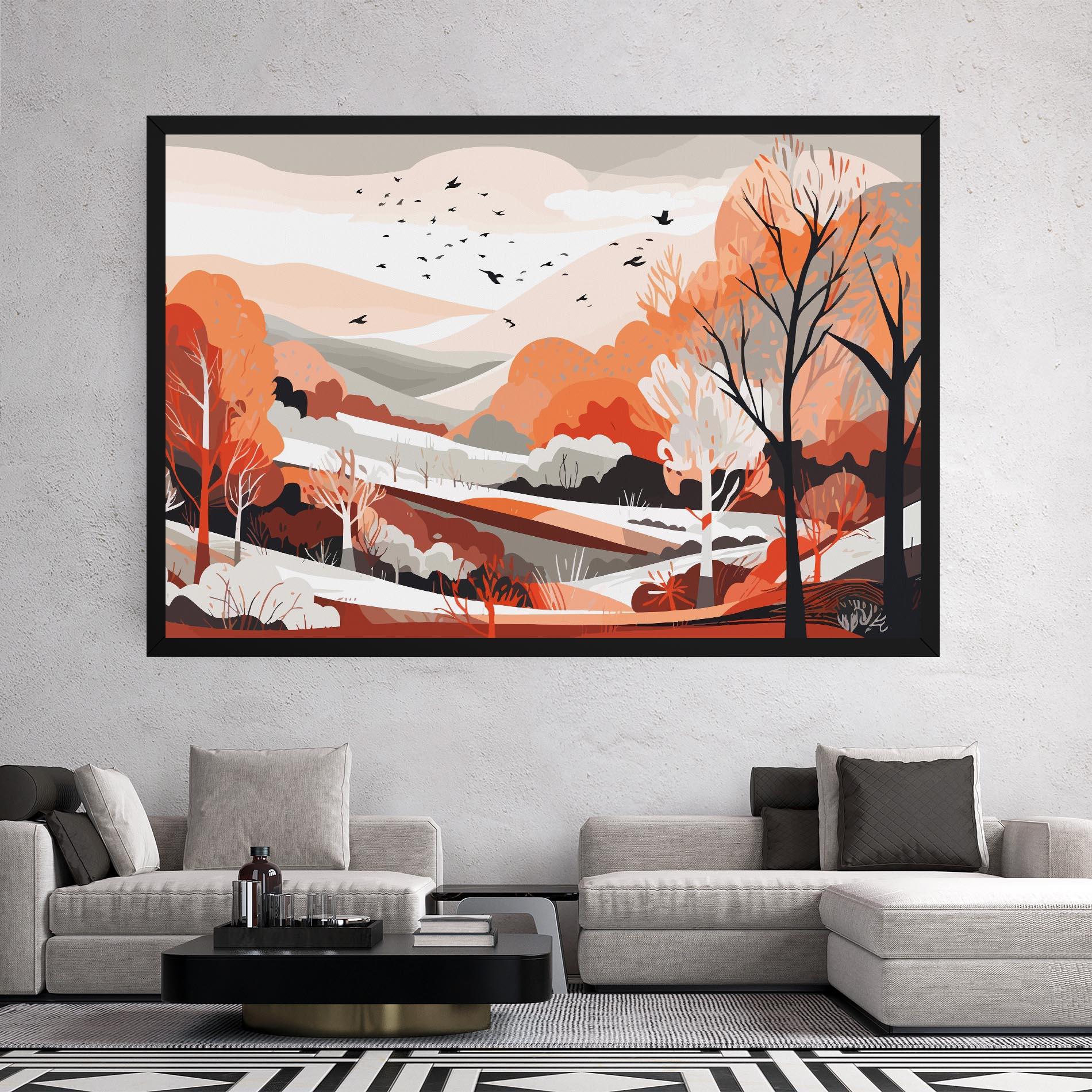 Leinwandbild Grey Orange Autumn mockup 2