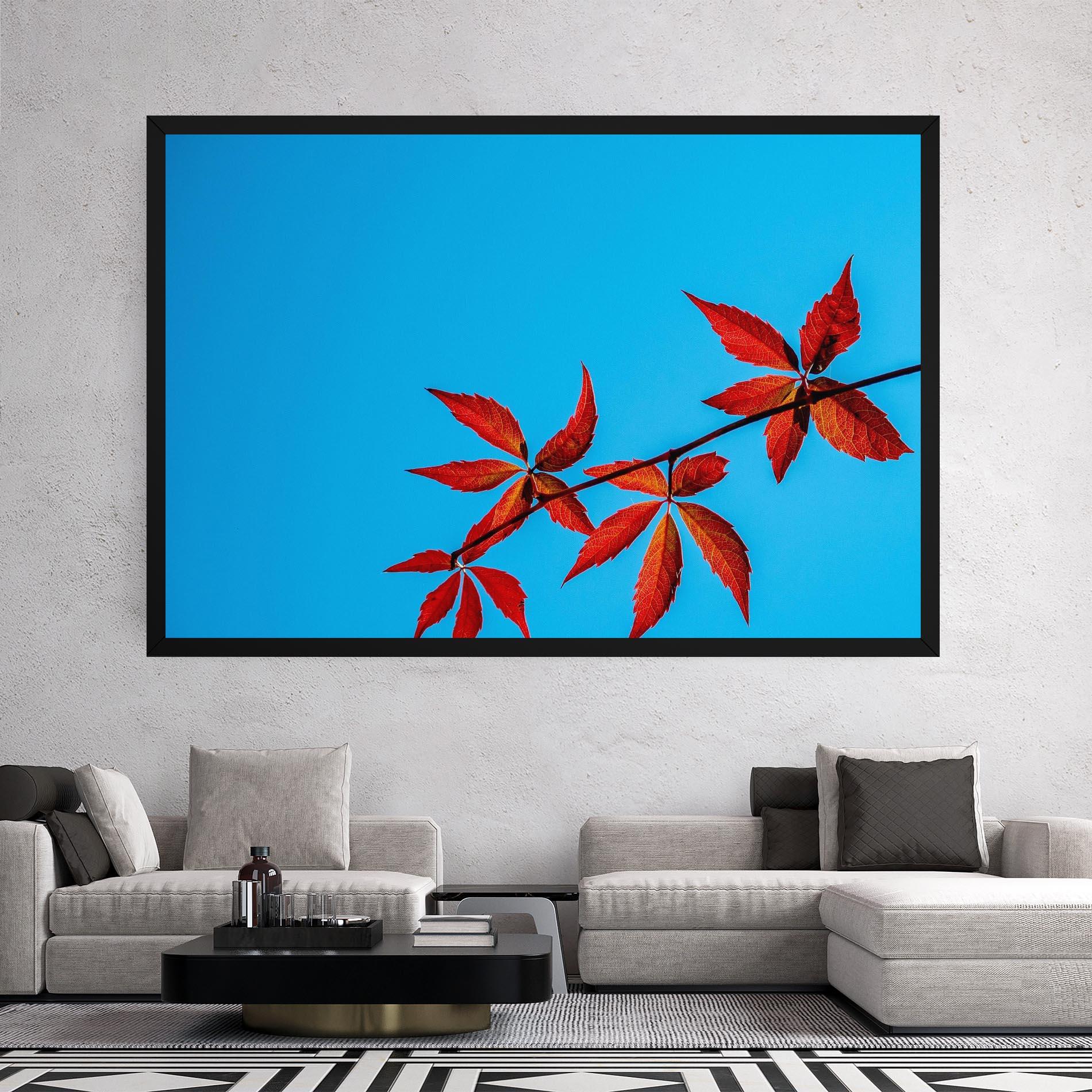 Leinwandbild Red Small Leaves mockup 2