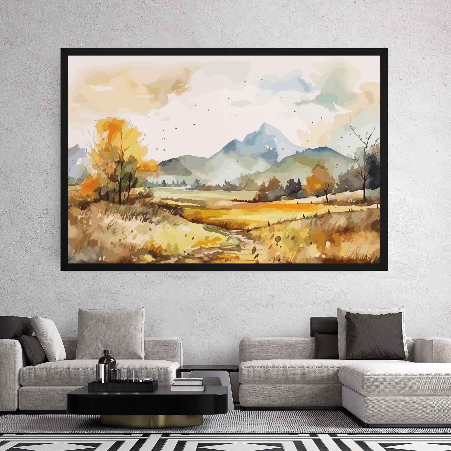 Leinwandbild Yellow Blue Autumn mockup 2