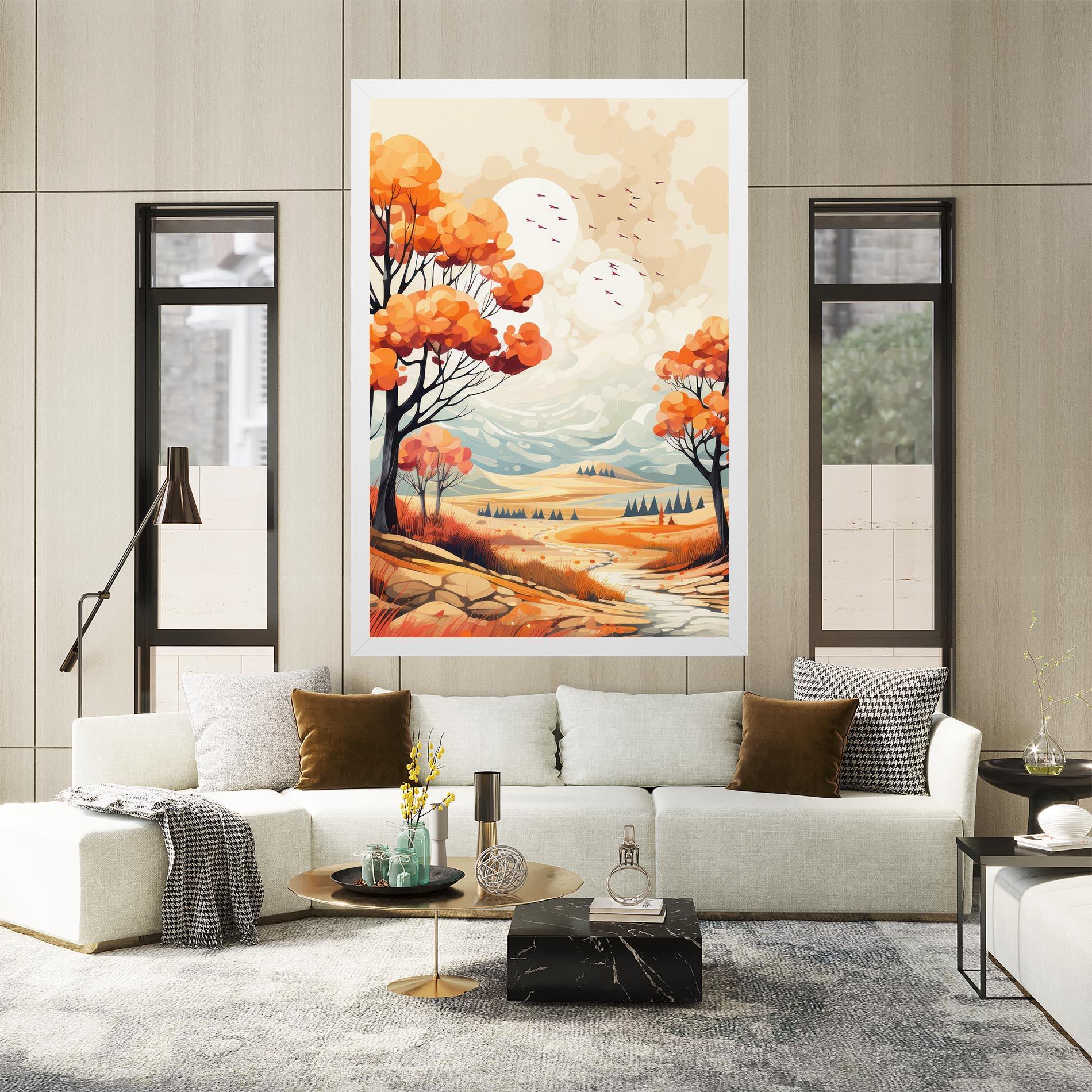 Leinwandbild Autumn Tree Painting mockup 2
