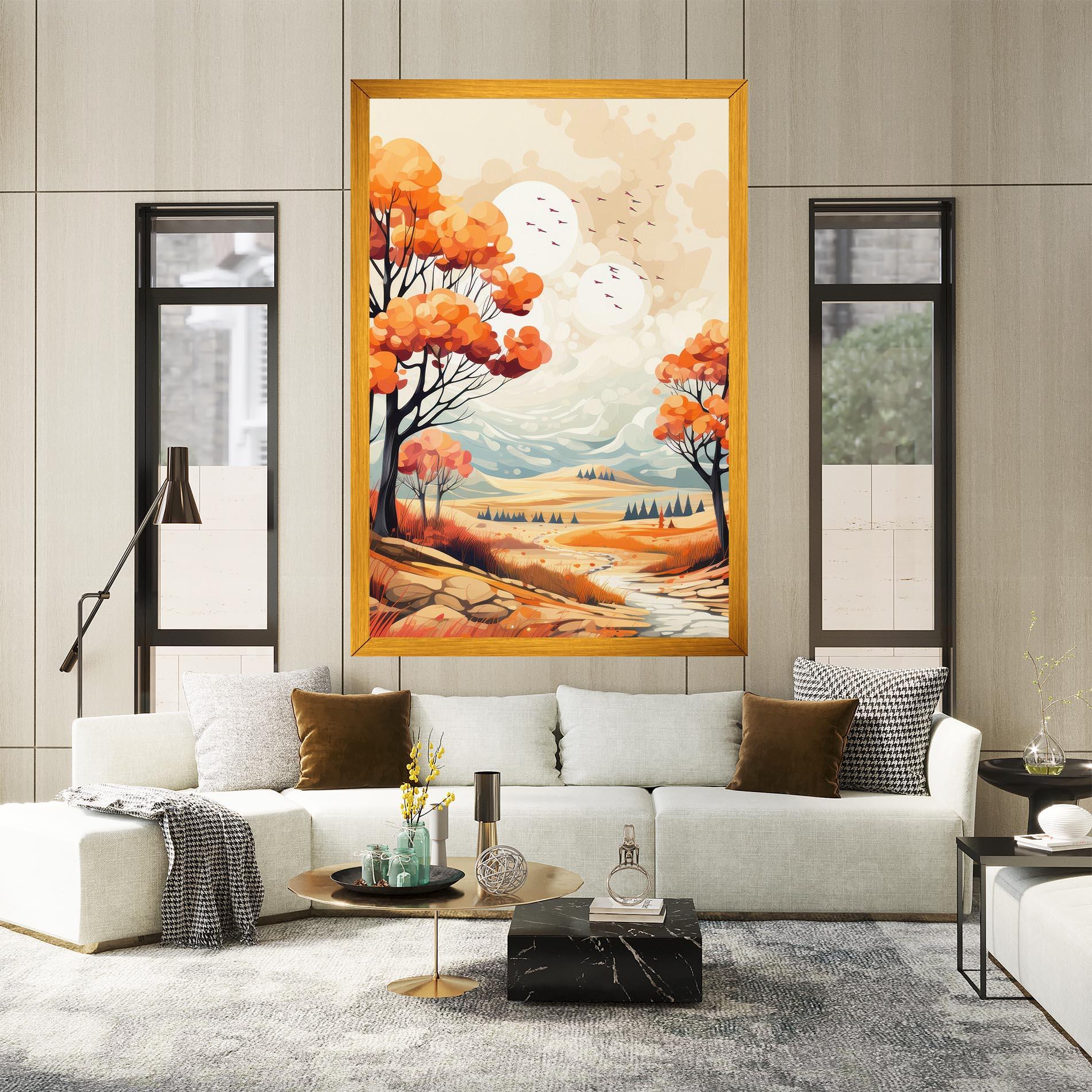 Leinwandbild Autumn Tree Painting mockup 2