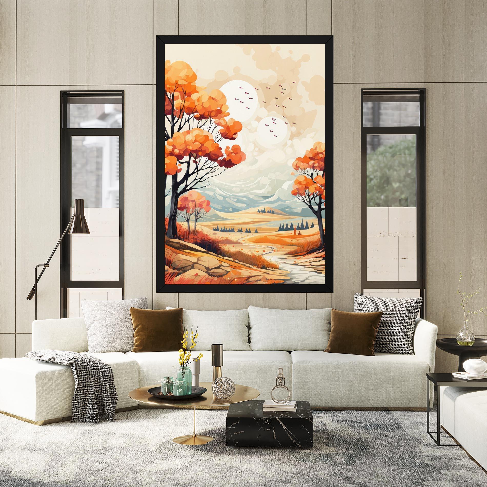 Leinwandbild Autumn Tree Painting mockup 2