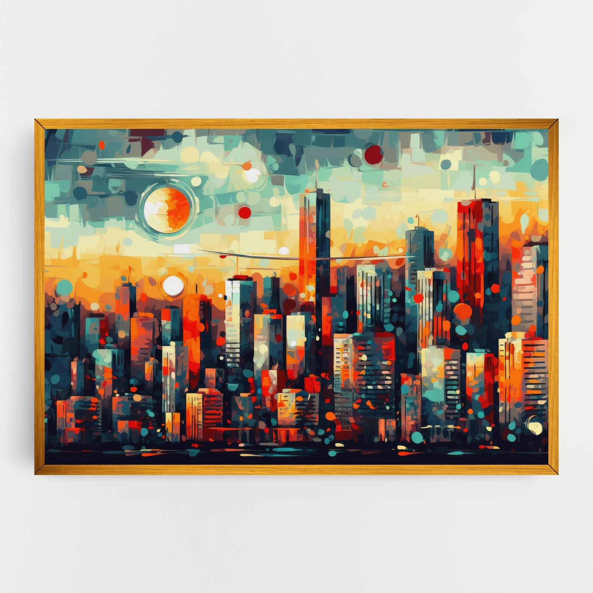 Leinwandbild Colorful City Painting mockup 0