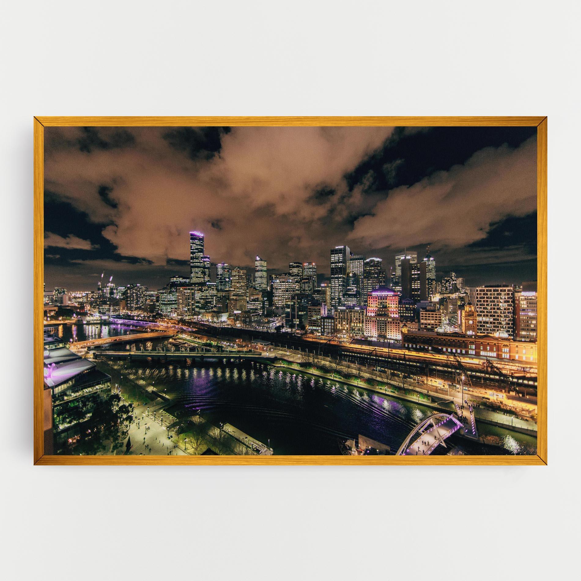 Leinwandbild Green Purple City mockup 0