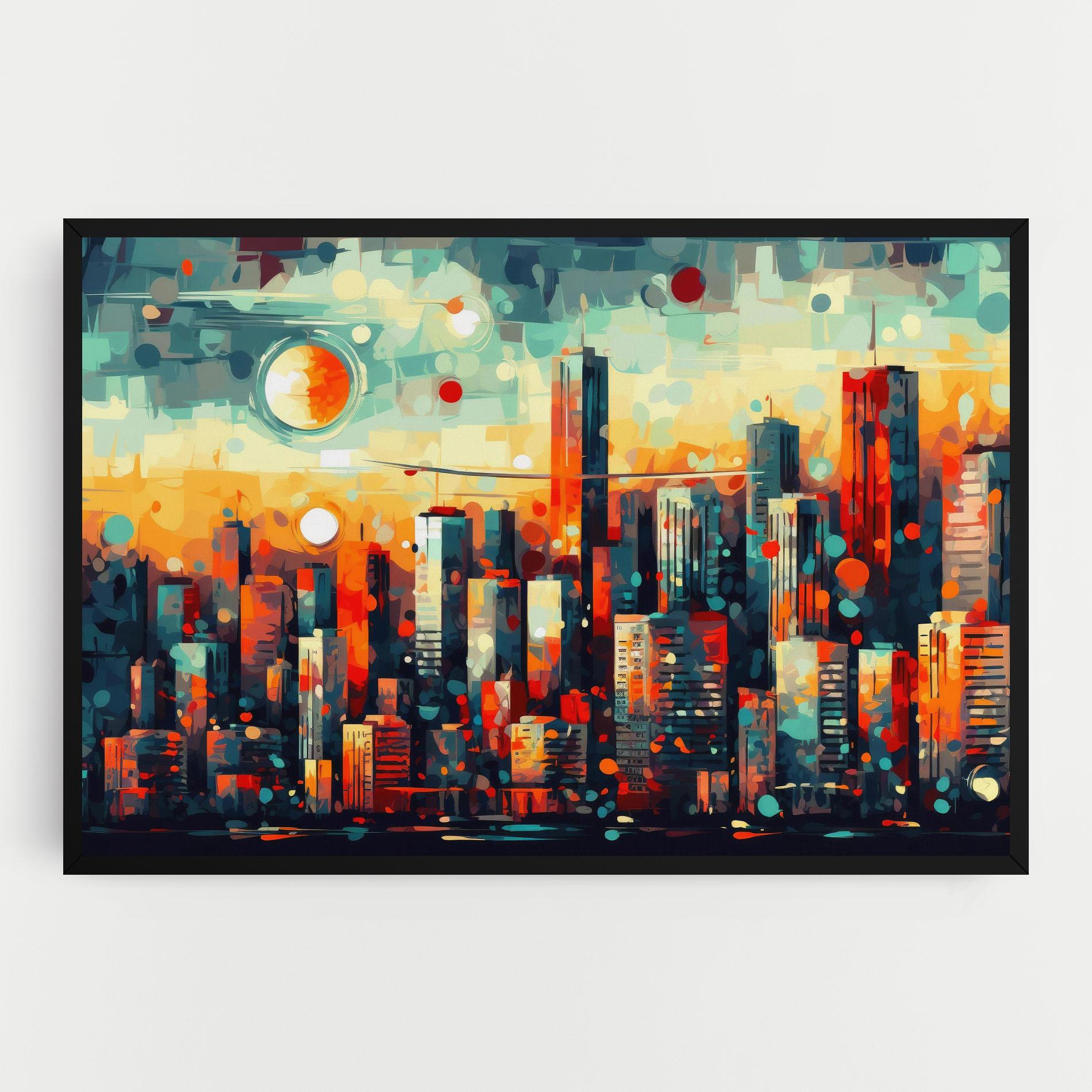 Leinwandbild Colorful City Painting mockup 0