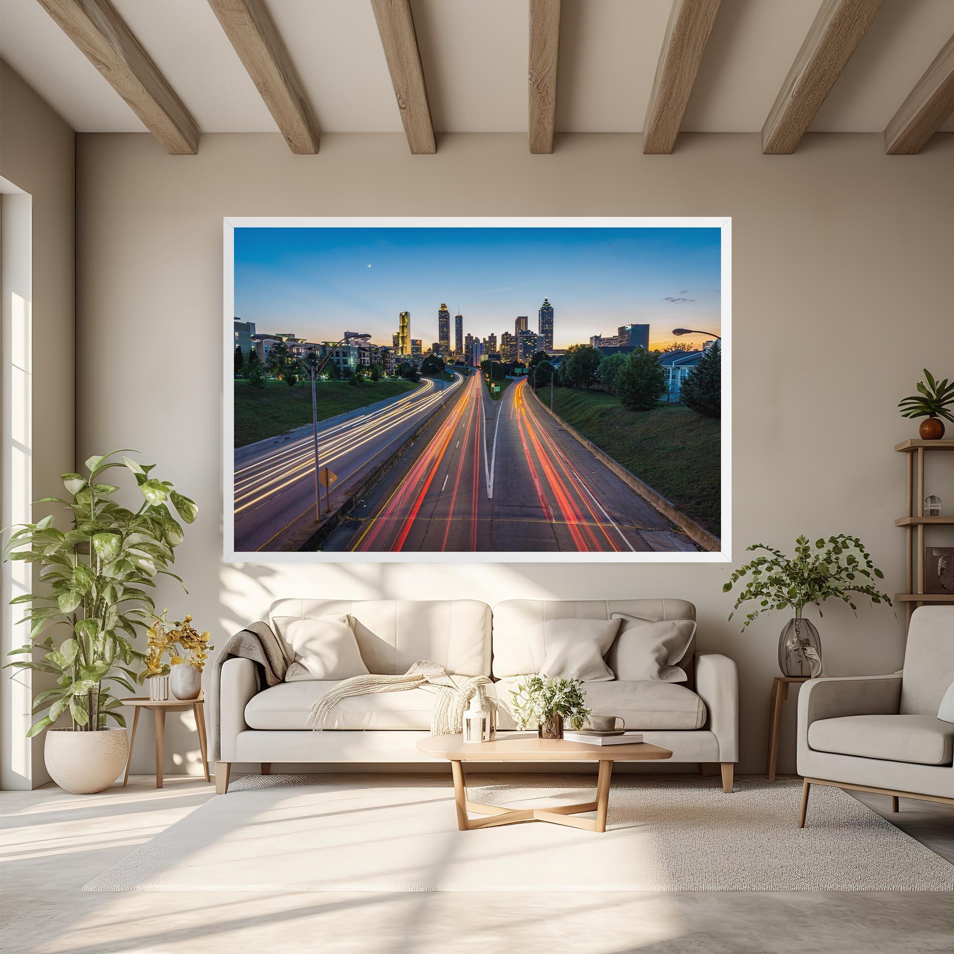 Leinwandbild Car Lights City mockup 6