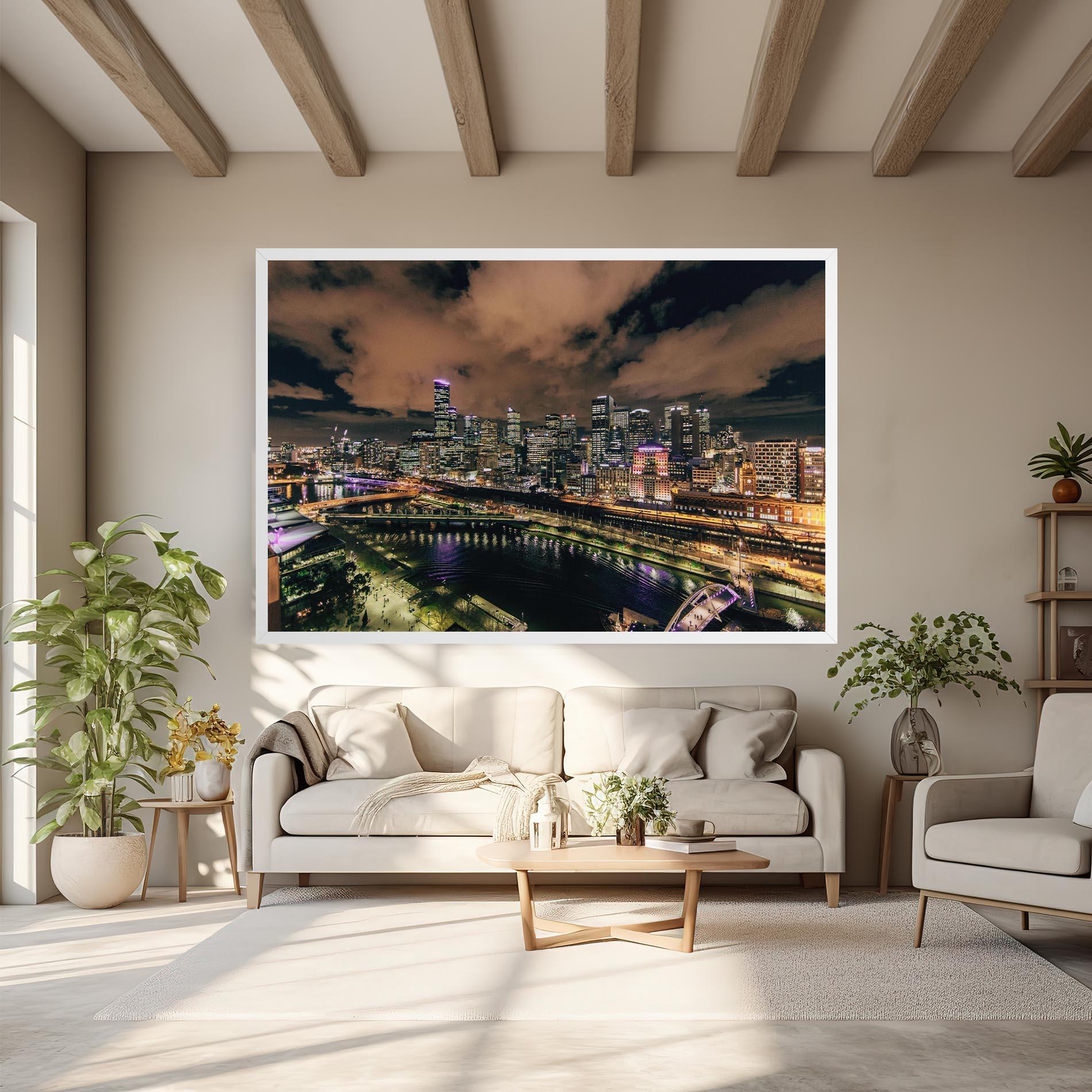 Leinwandbild Green Purple City mockup 6