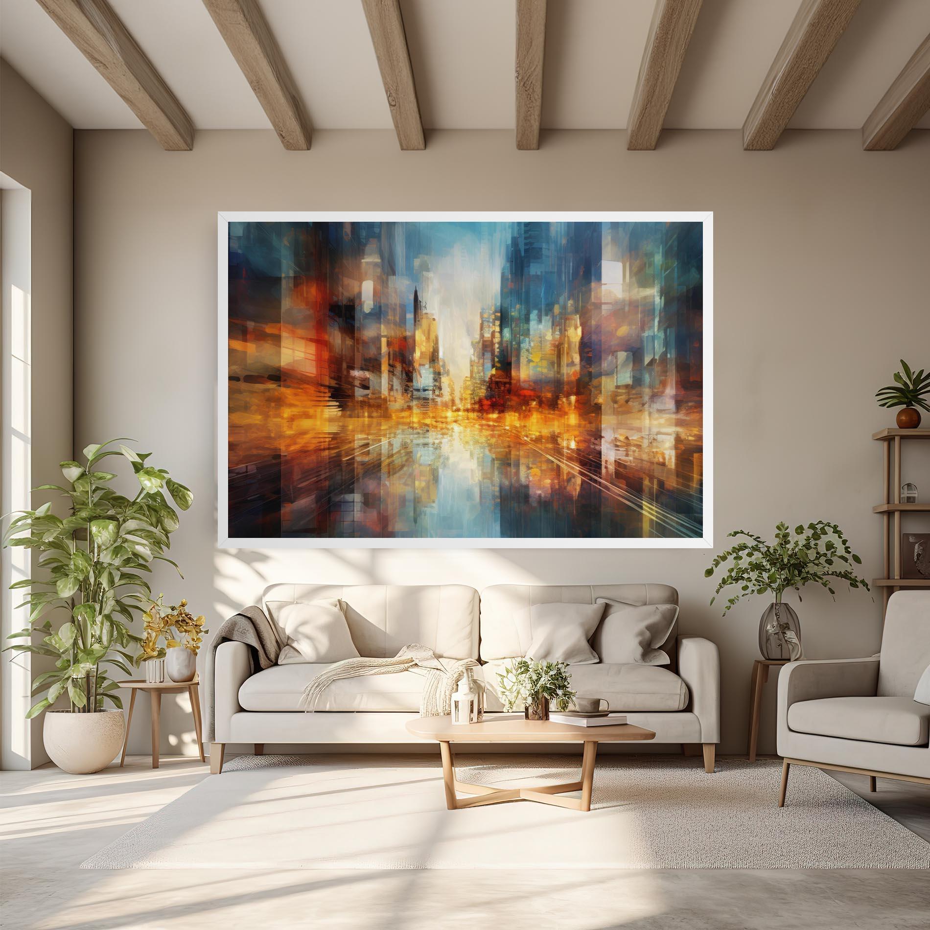 Leinwandbild Orange Lights City mockup 6