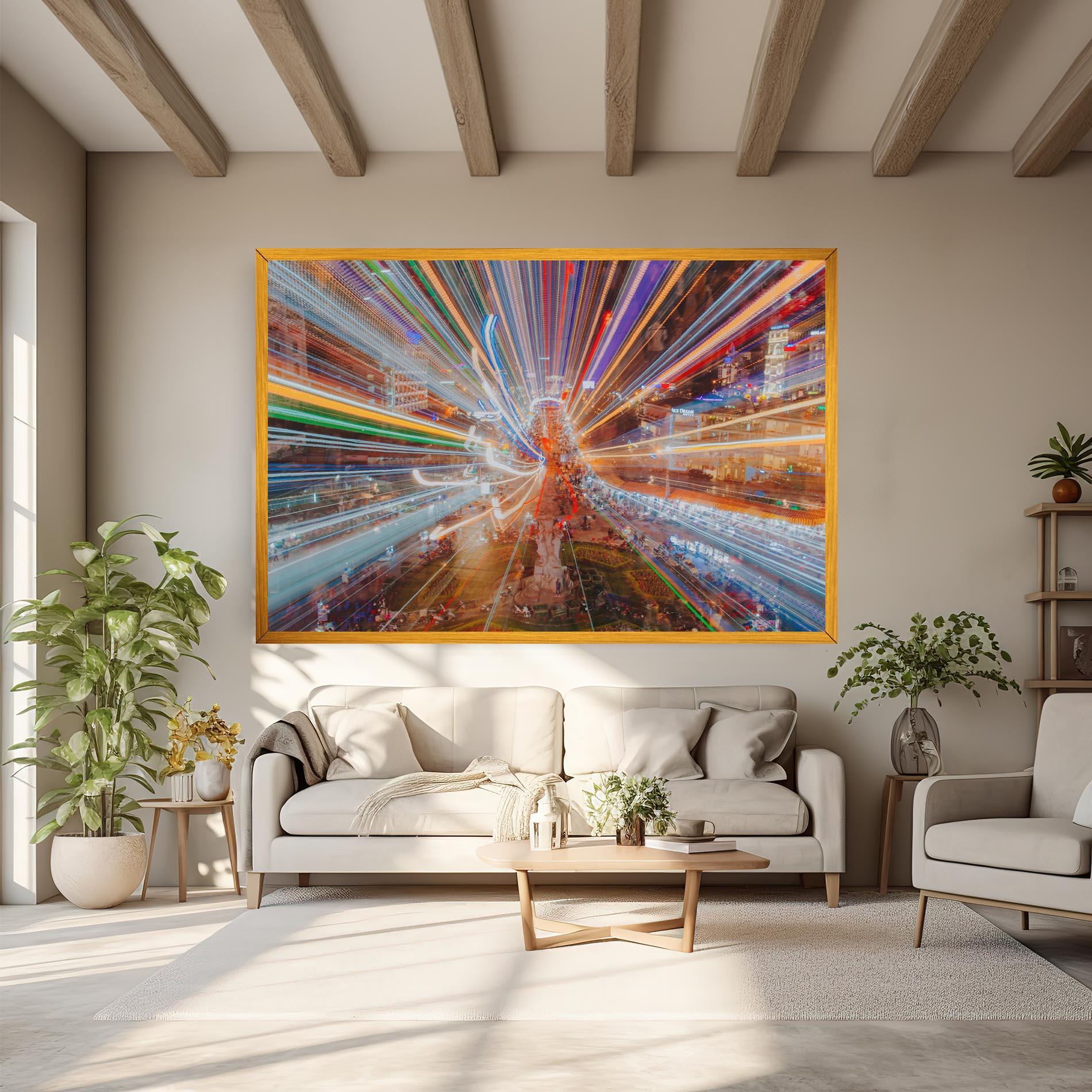 Leinwandbild Colorful Light City mockup 6