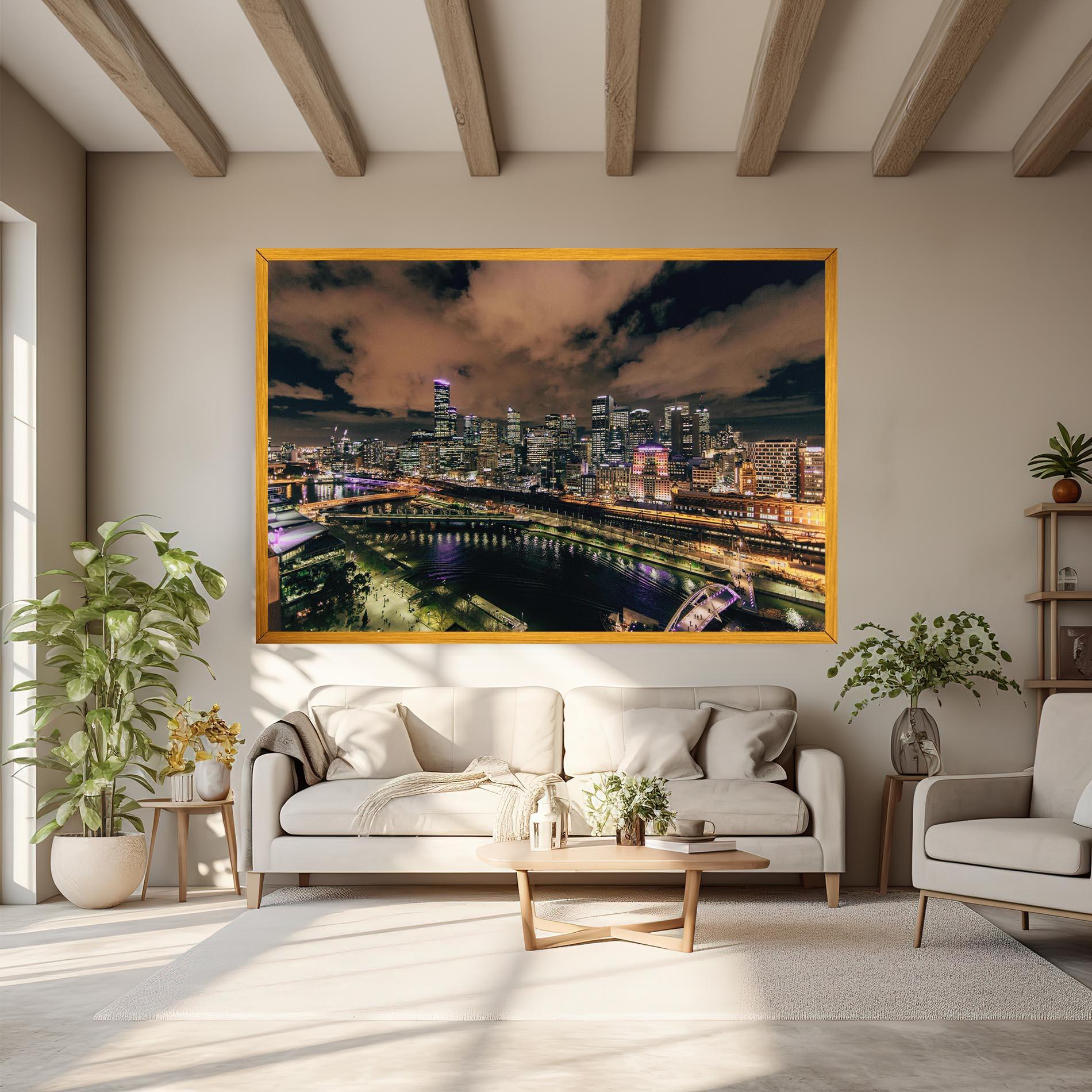 Leinwandbild Green Purple City mockup 6