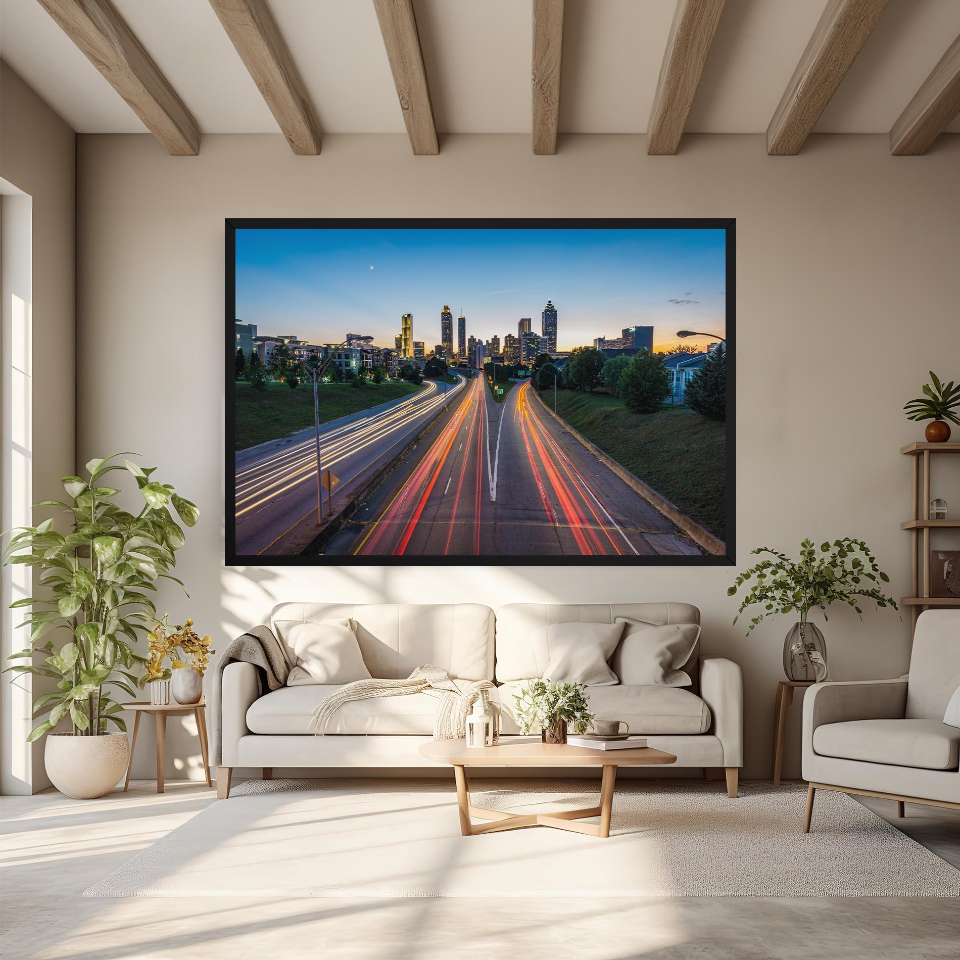 Leinwandbild Car Lights City mockup 6