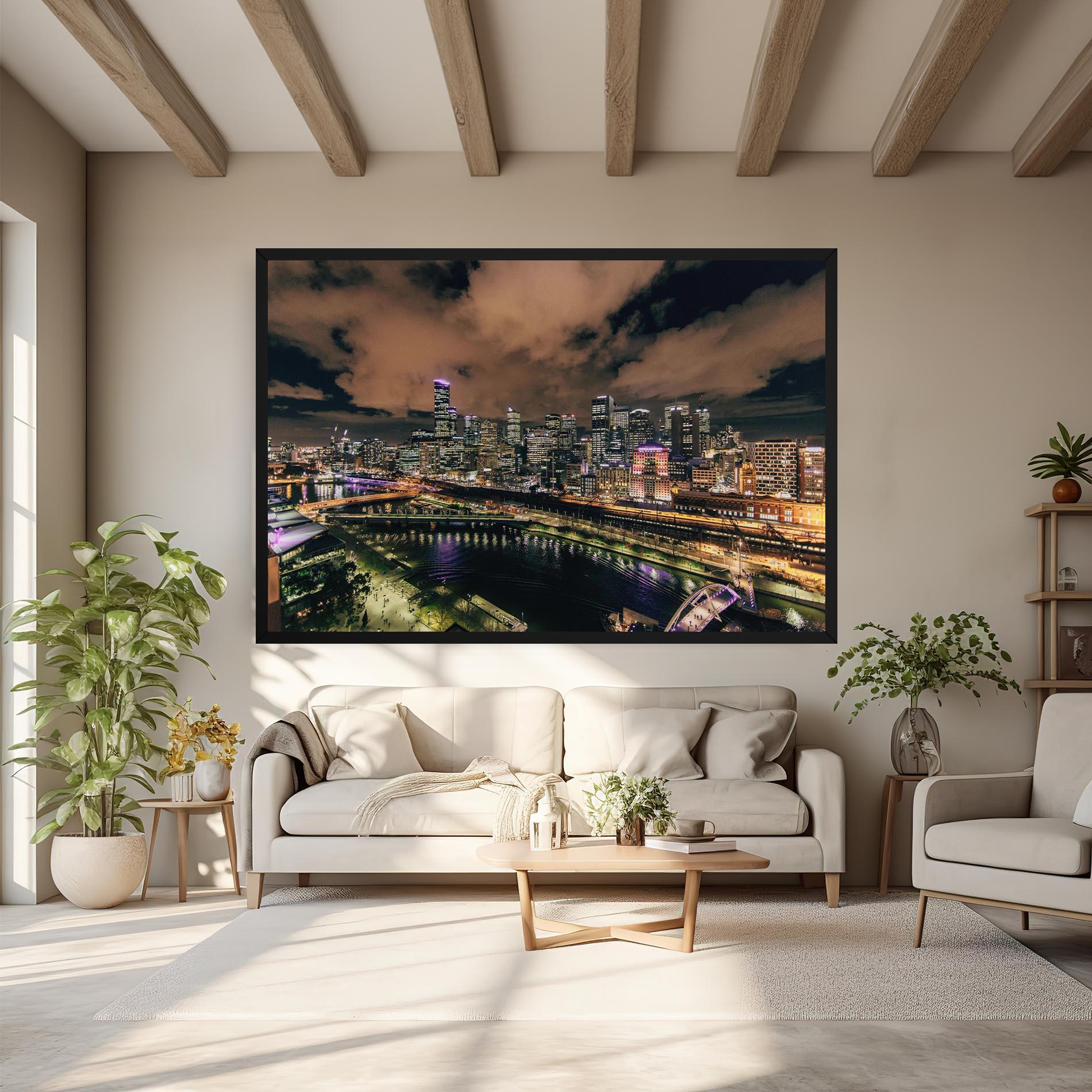 Leinwandbild Green Purple City mockup 6