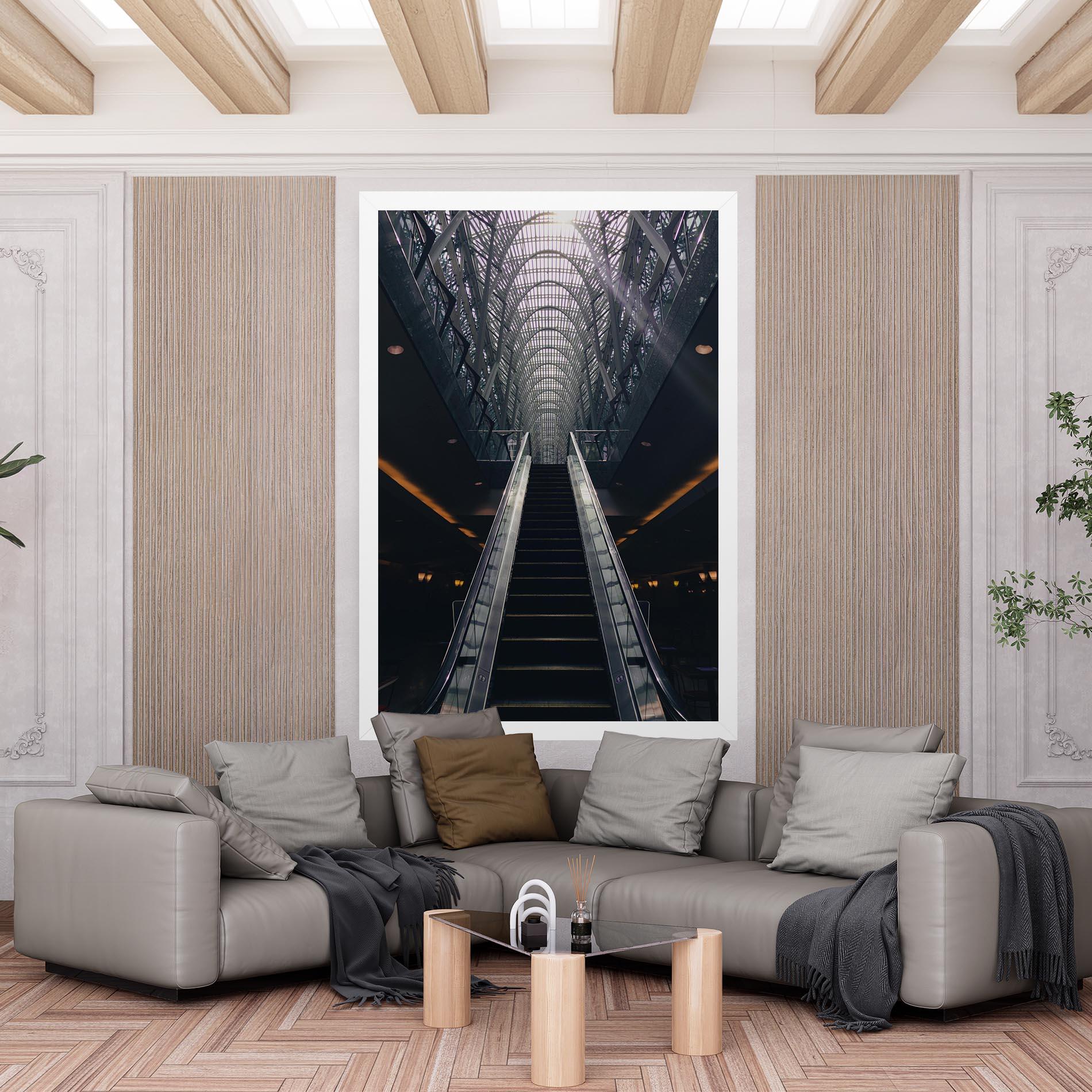 Leinwandbild Grey Stairs Building mockup 6