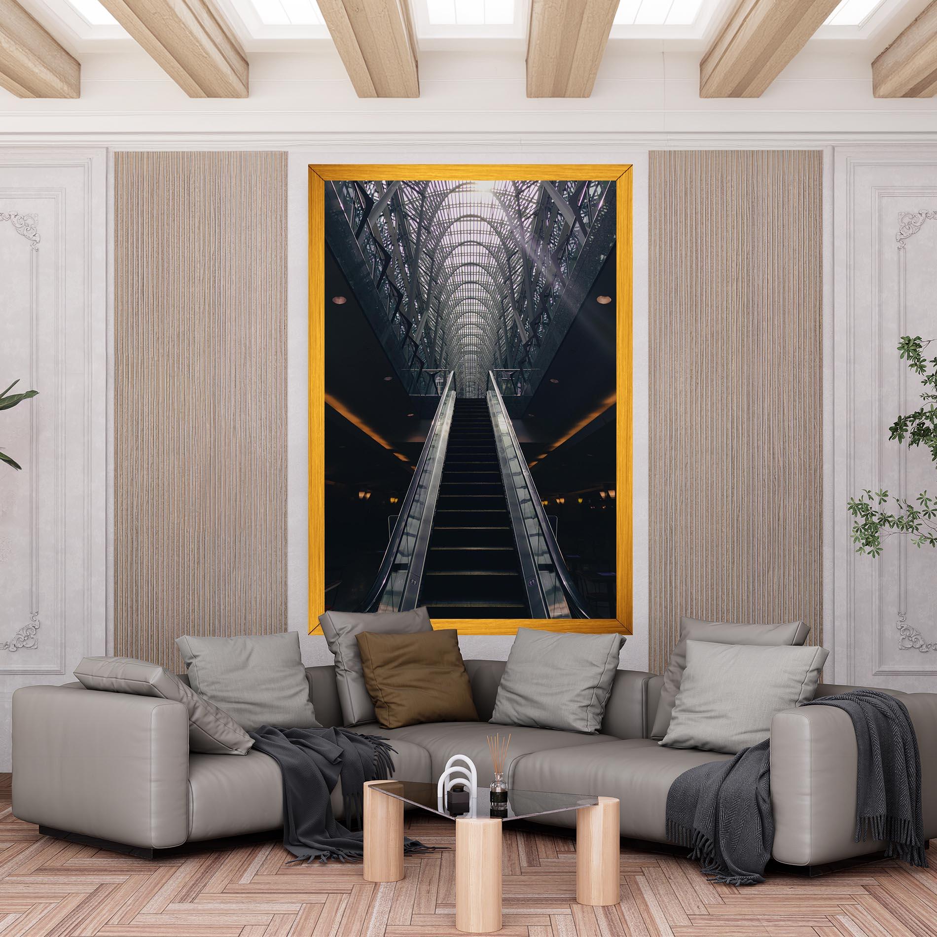 Leinwandbild Grey Stairs Building mockup 6