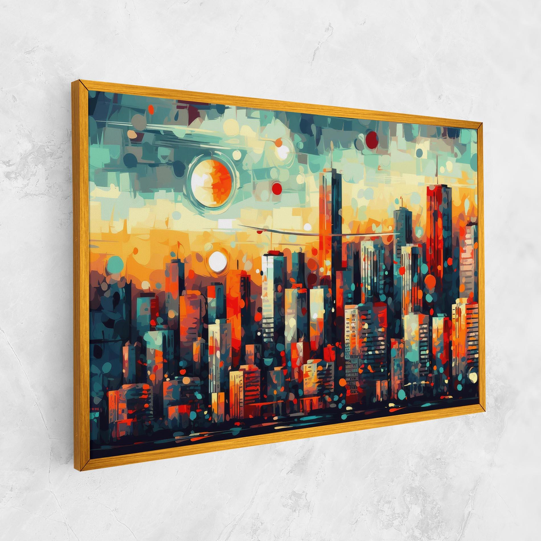 Leinwandbild Colorful City Painting mockup 1