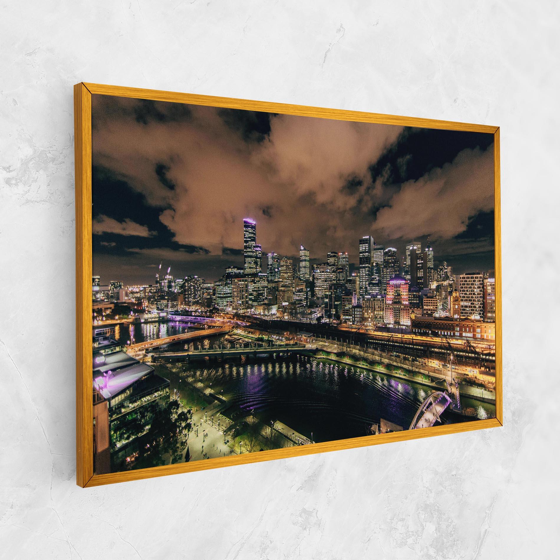 Leinwandbild Green Purple City mockup 1