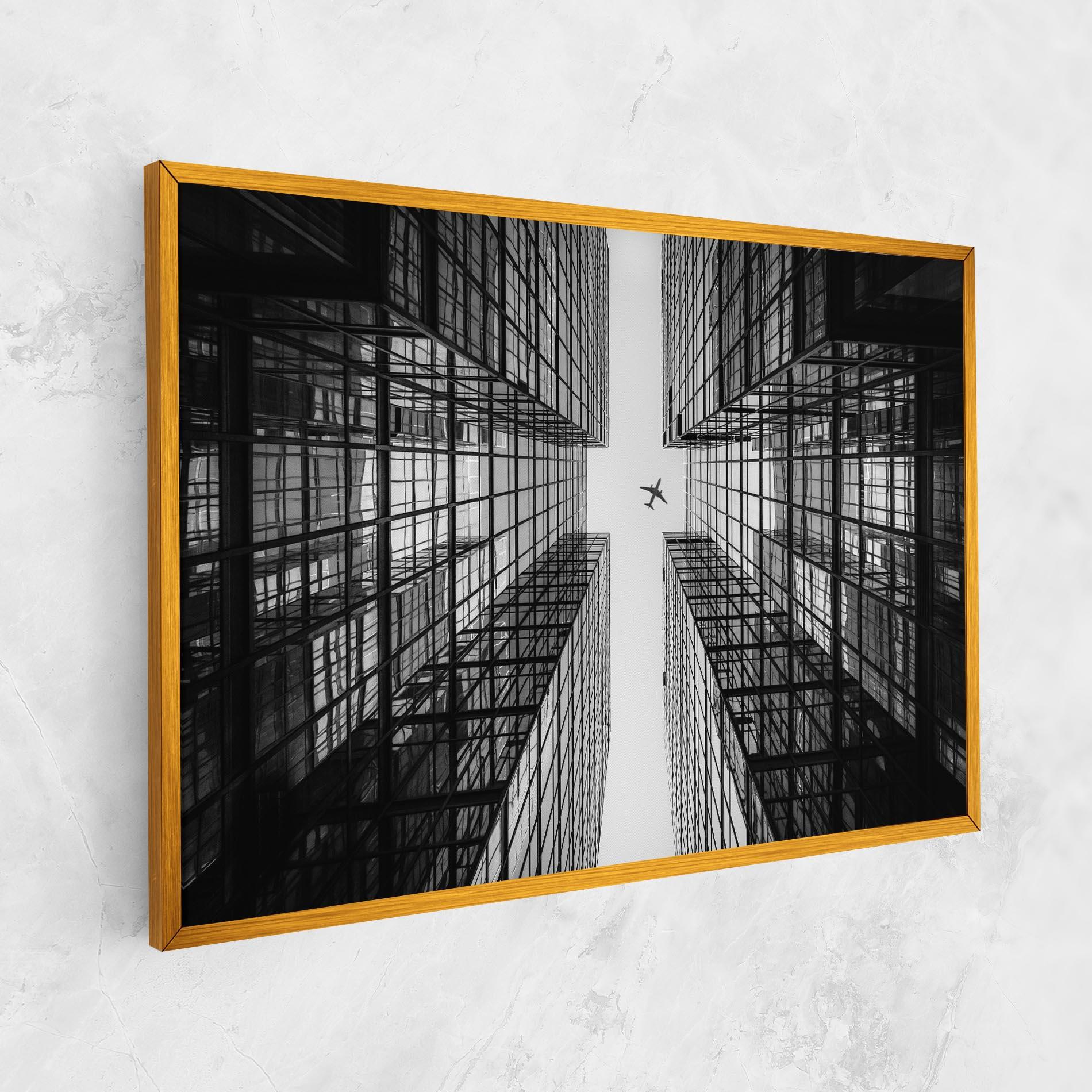 Leinwandbild Plane Grey Building mockup 1