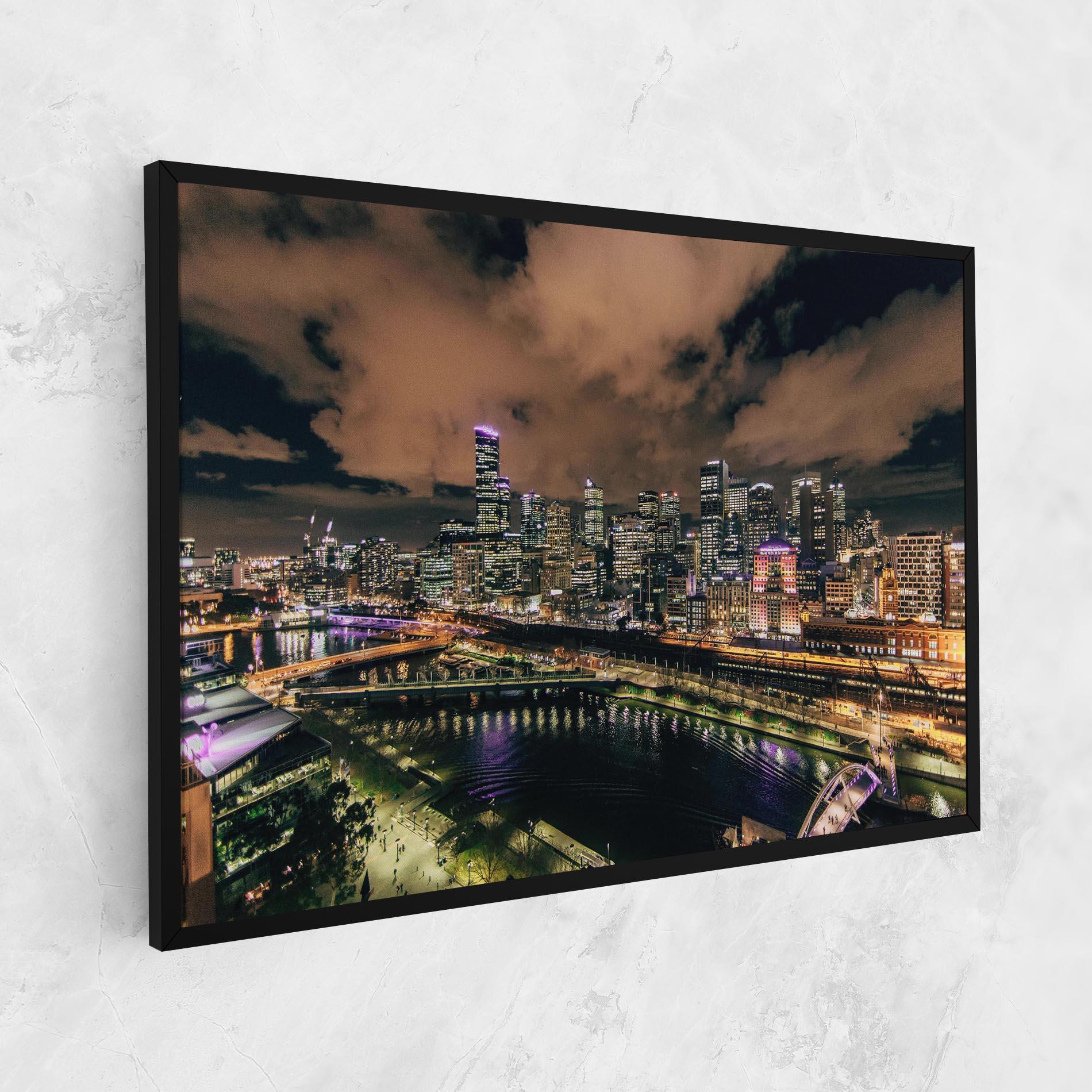 Leinwandbild Green Purple City mockup 1