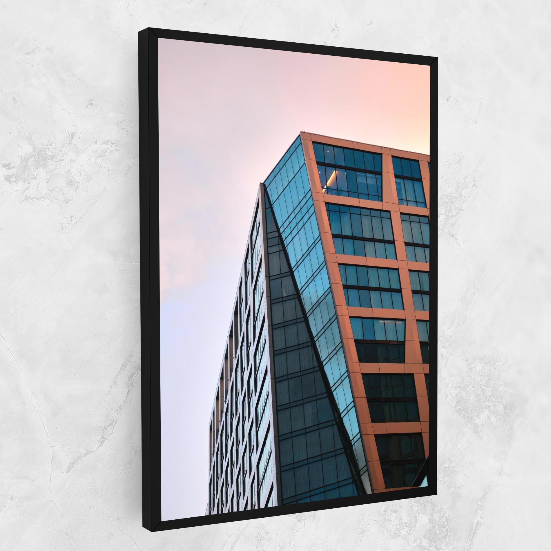 Leinwandbild Blue Glass Building mockup 1