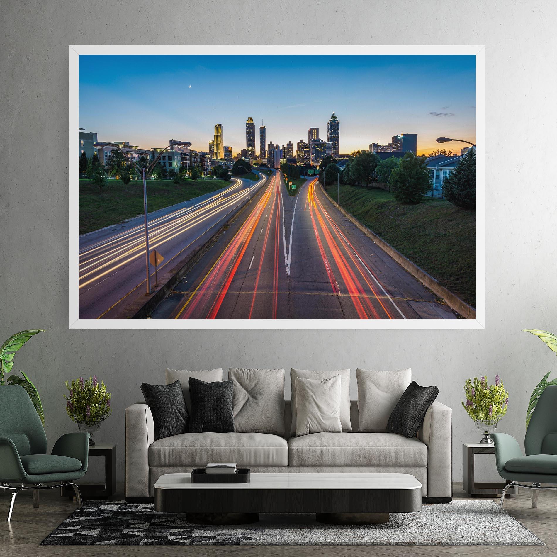 Leinwandbild Car Lights City mockup 7