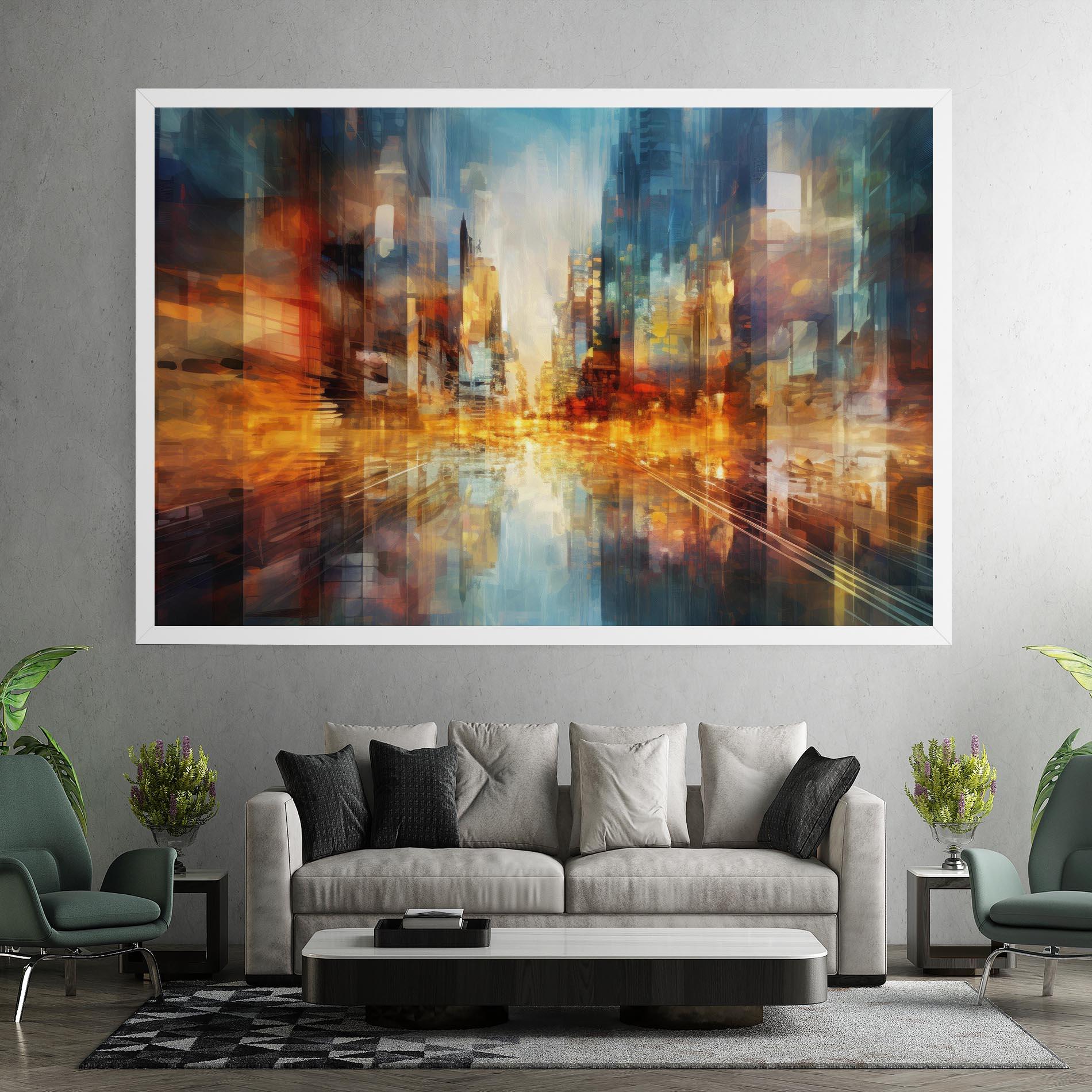 Leinwandbild Orange Lights City mockup 7
