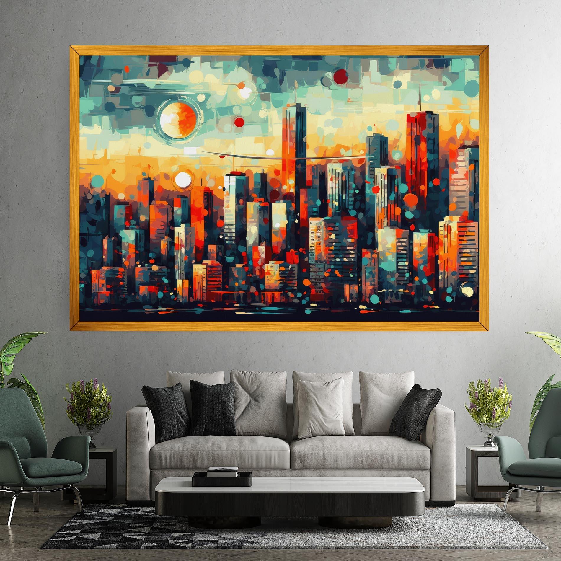 Leinwandbild Colorful City Painting mockup 7