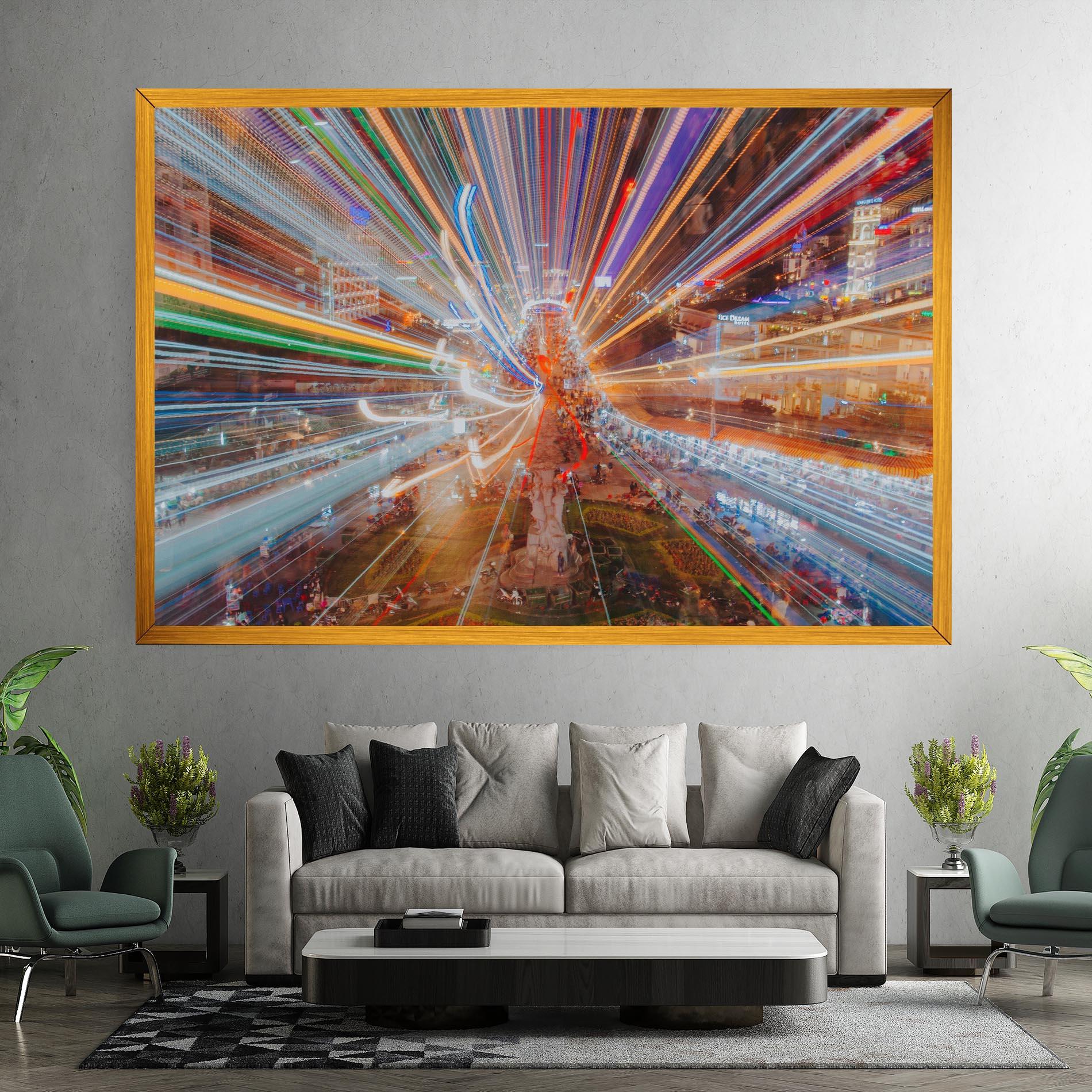 Leinwandbild Colorful Light City mockup 7