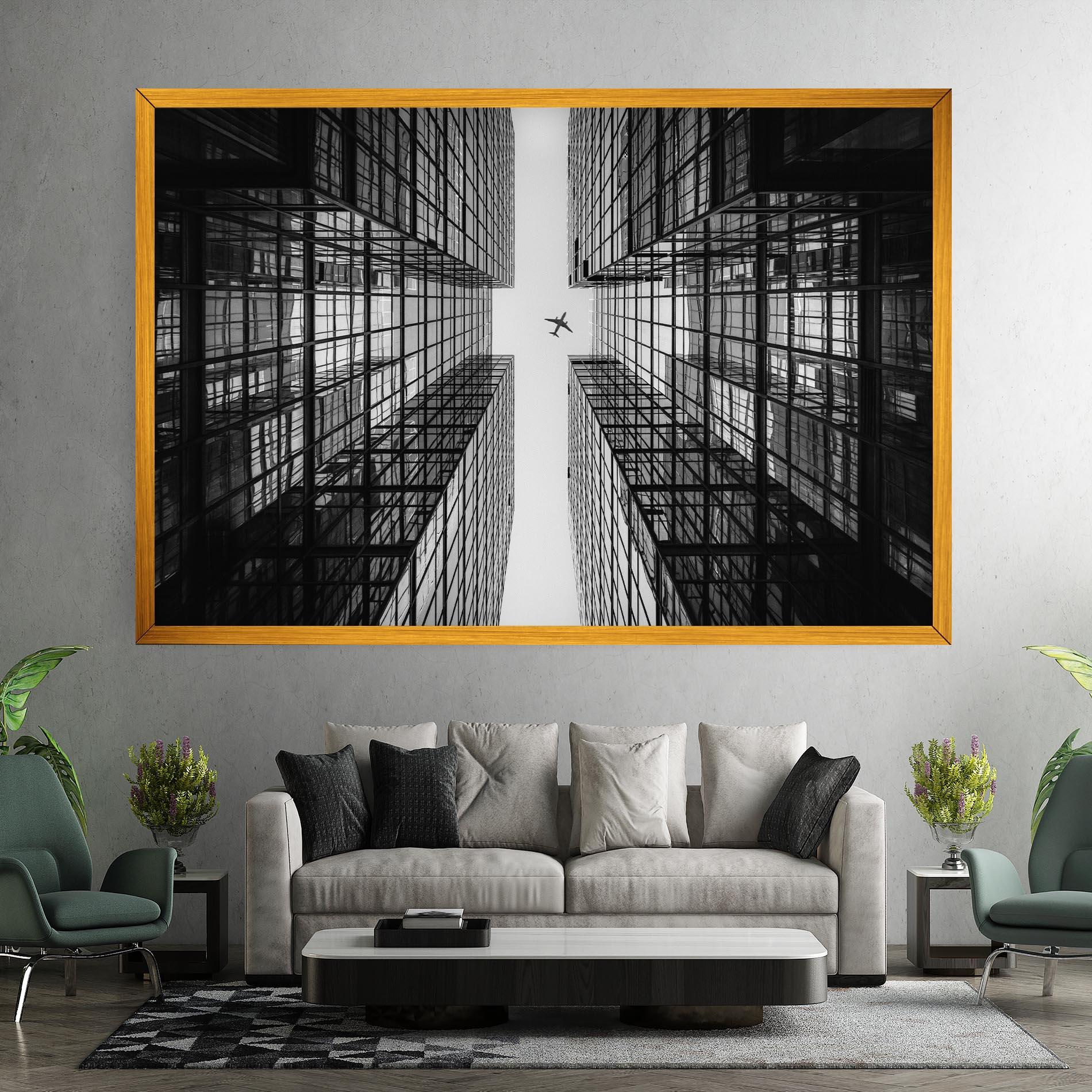 Leinwandbild Plane Grey Building mockup 7