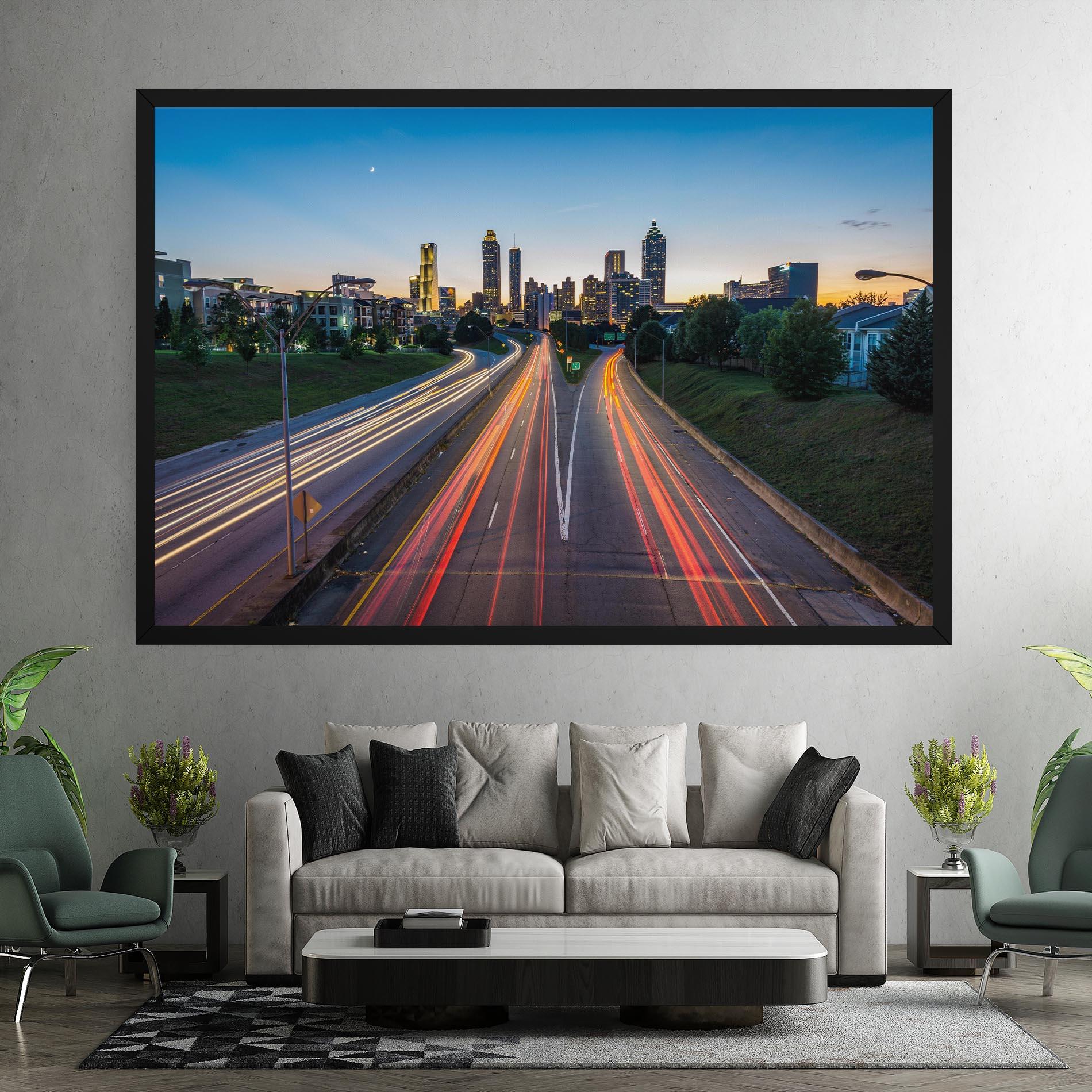 Leinwandbild Car Lights City mockup 7