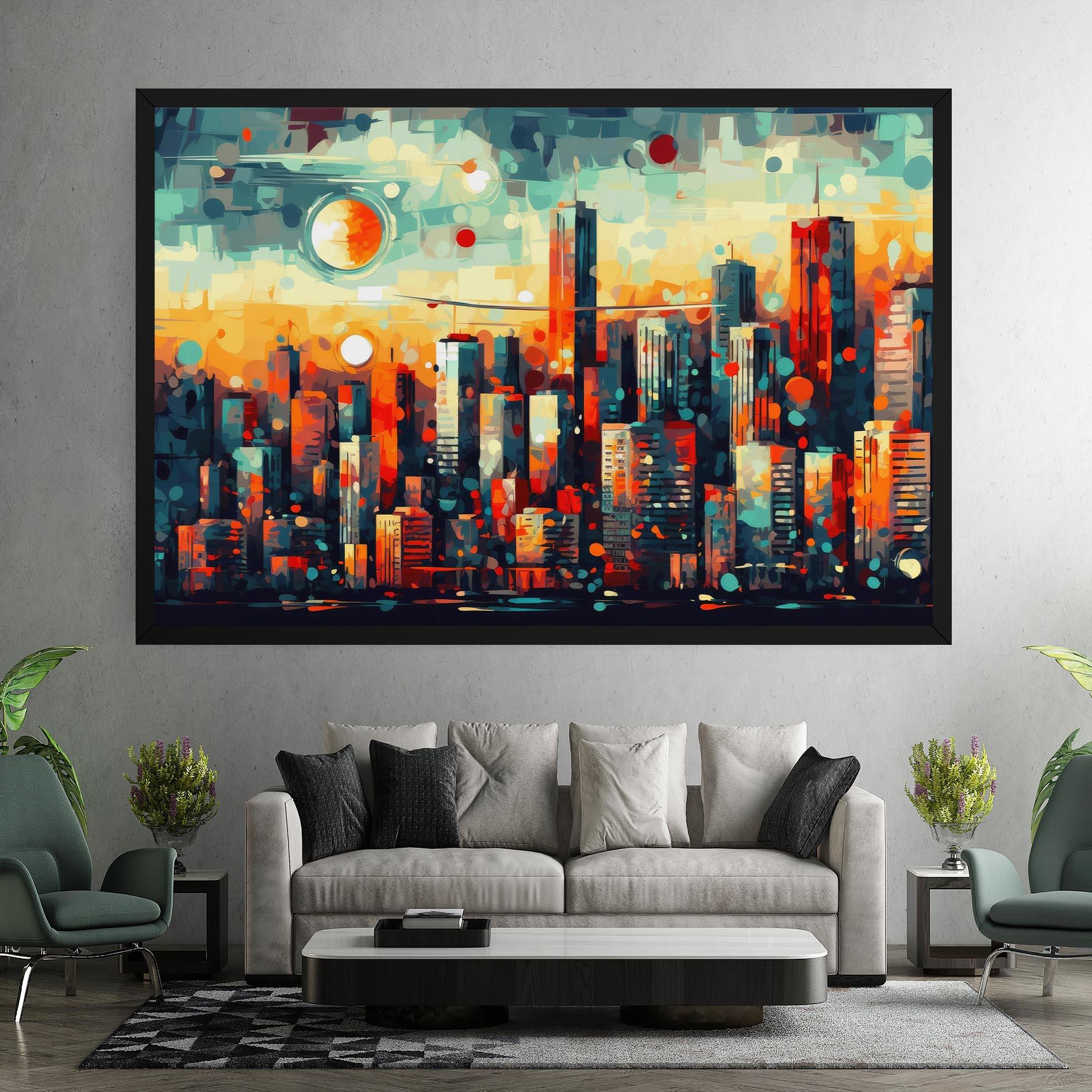 Leinwandbild Colorful City Painting mockup 7