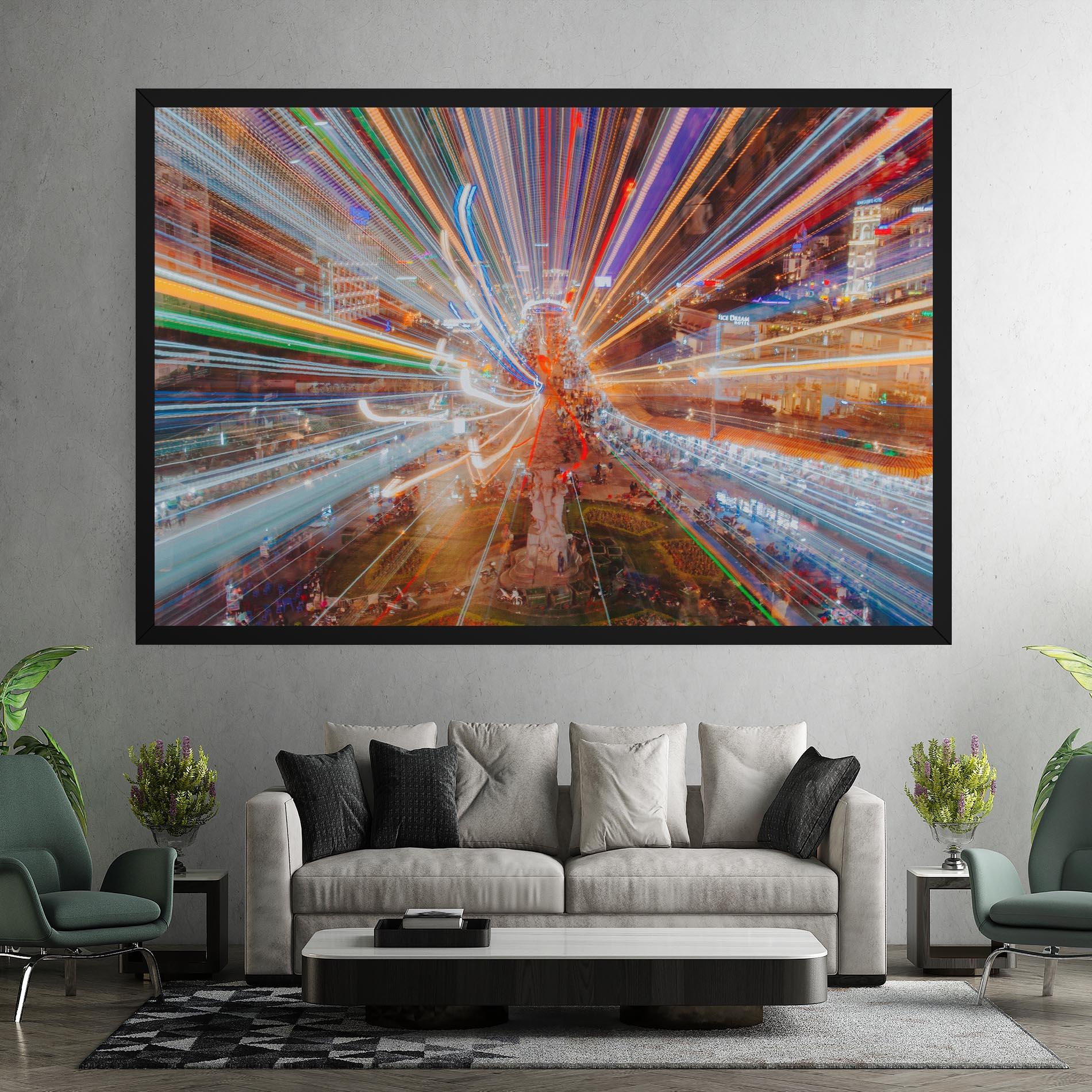 Leinwandbild Colorful Light City mockup 7