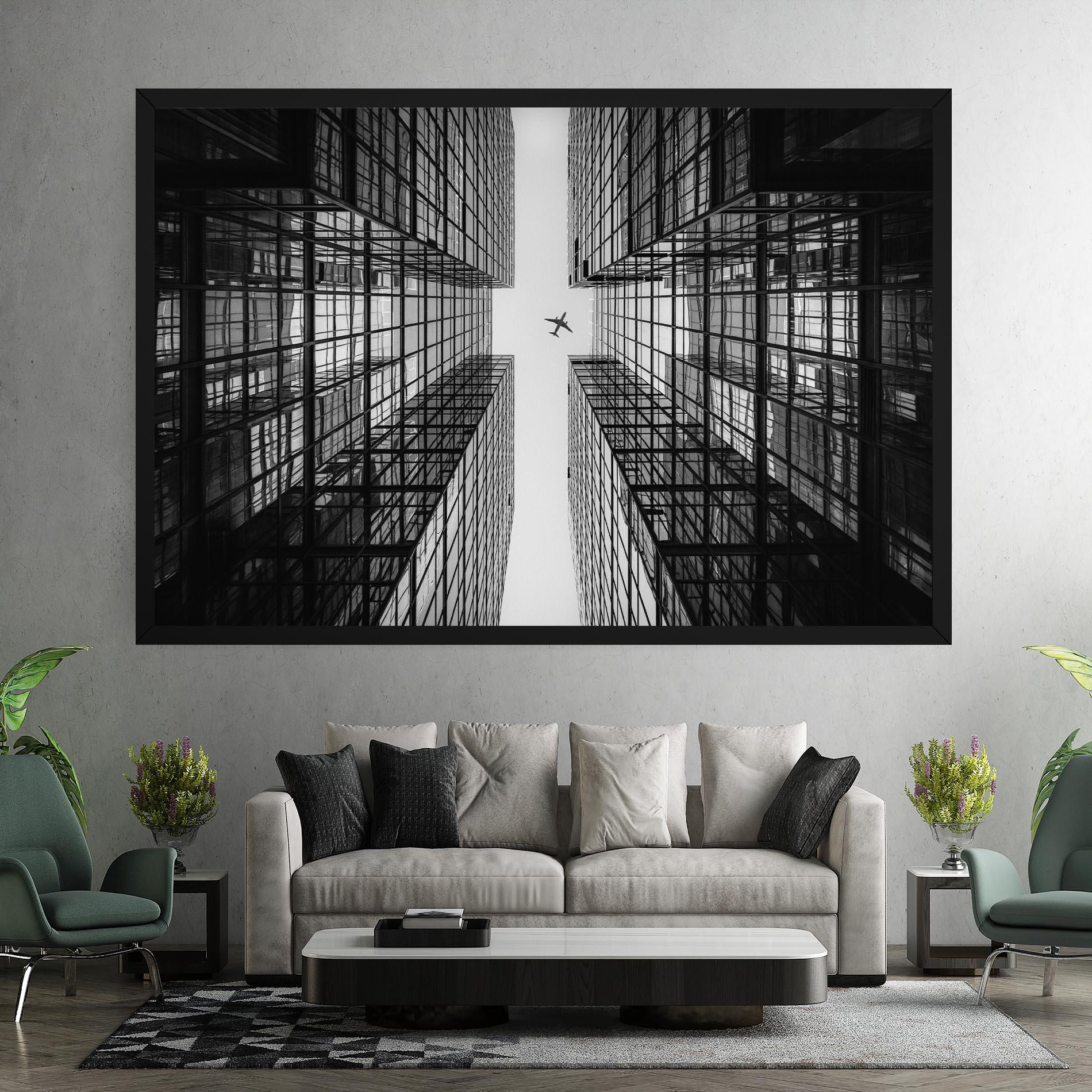 Leinwandbild Plane Grey Building mockup 7