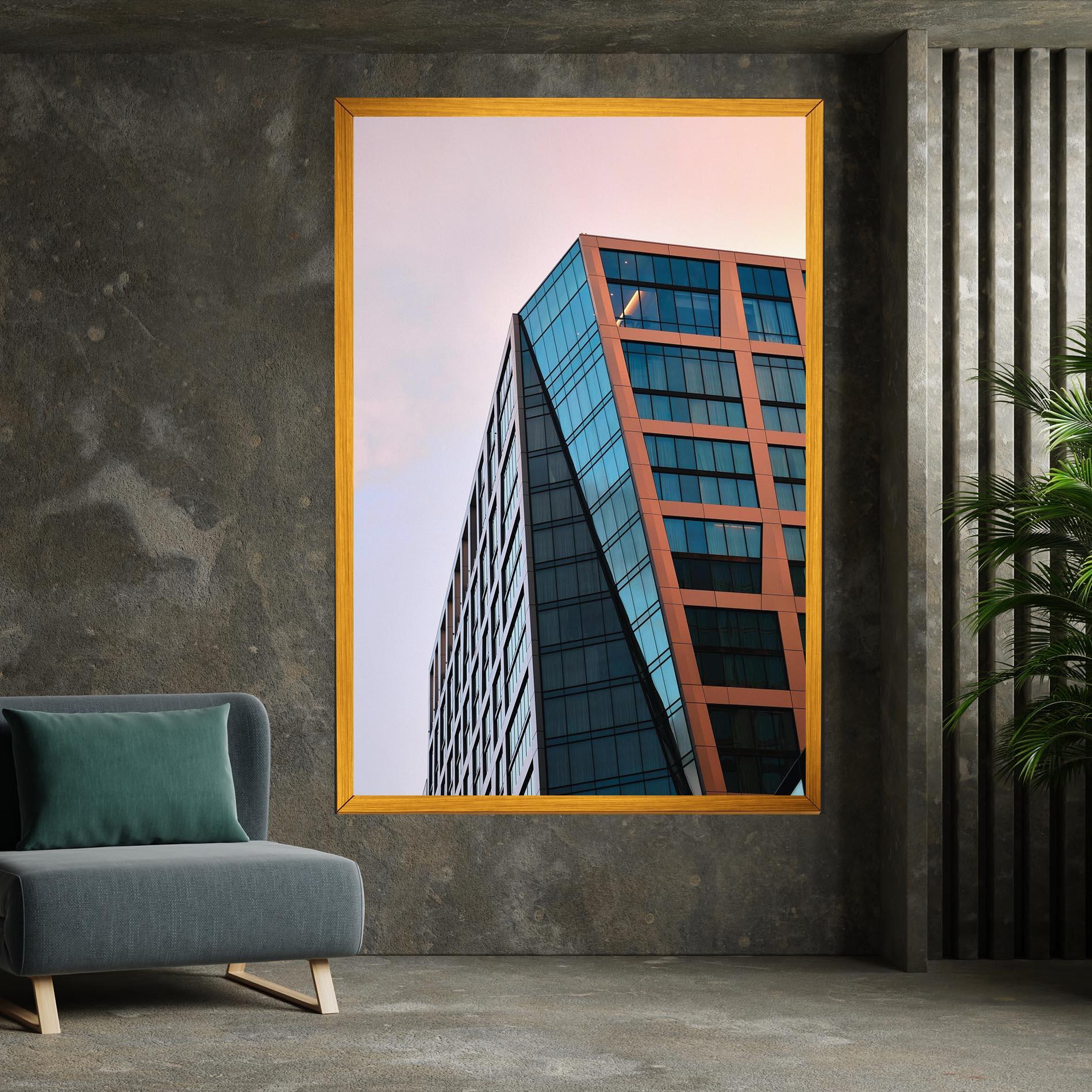 Leinwandbild Blue Glass Building mockup 7
