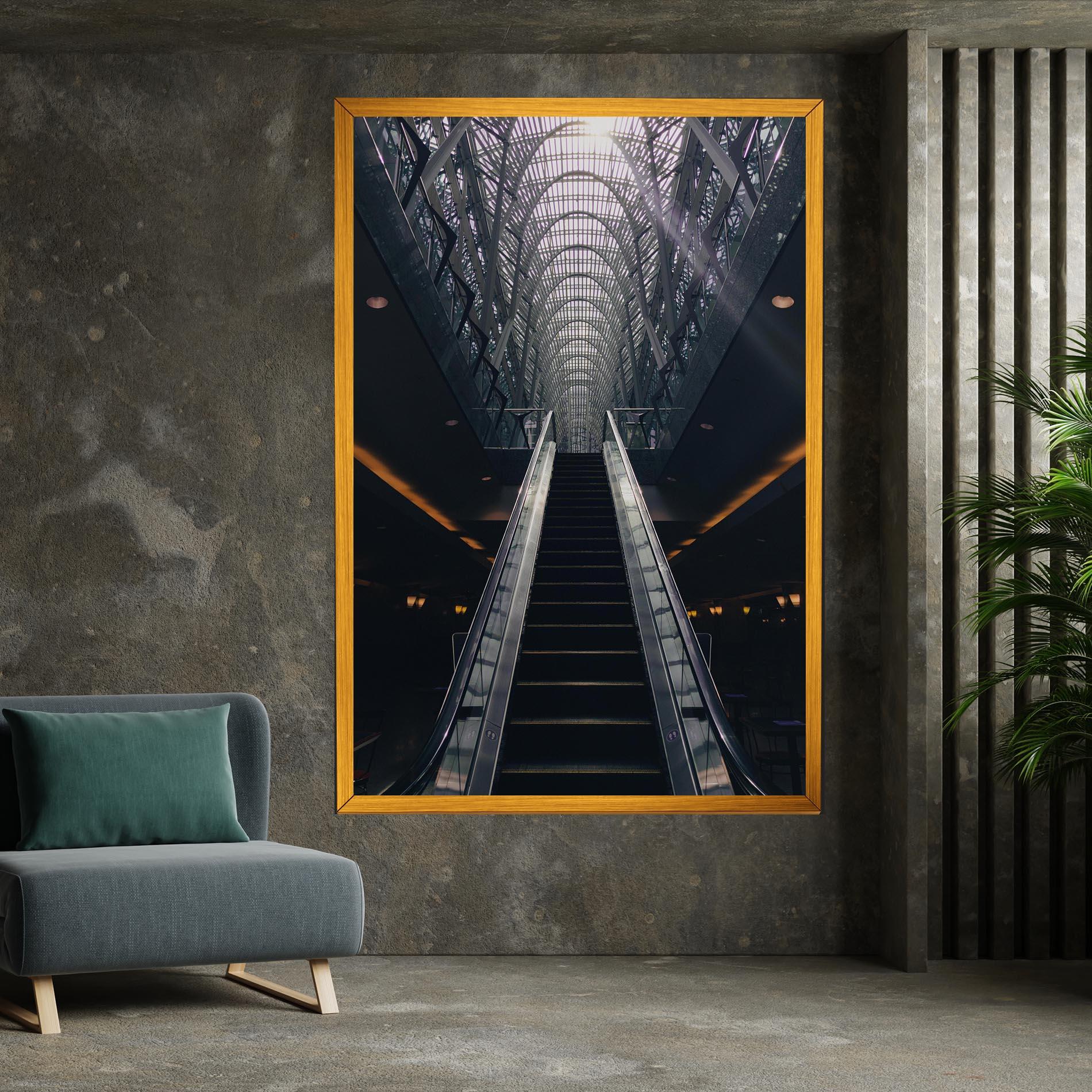 Leinwandbild Grey Stairs Building mockup 7