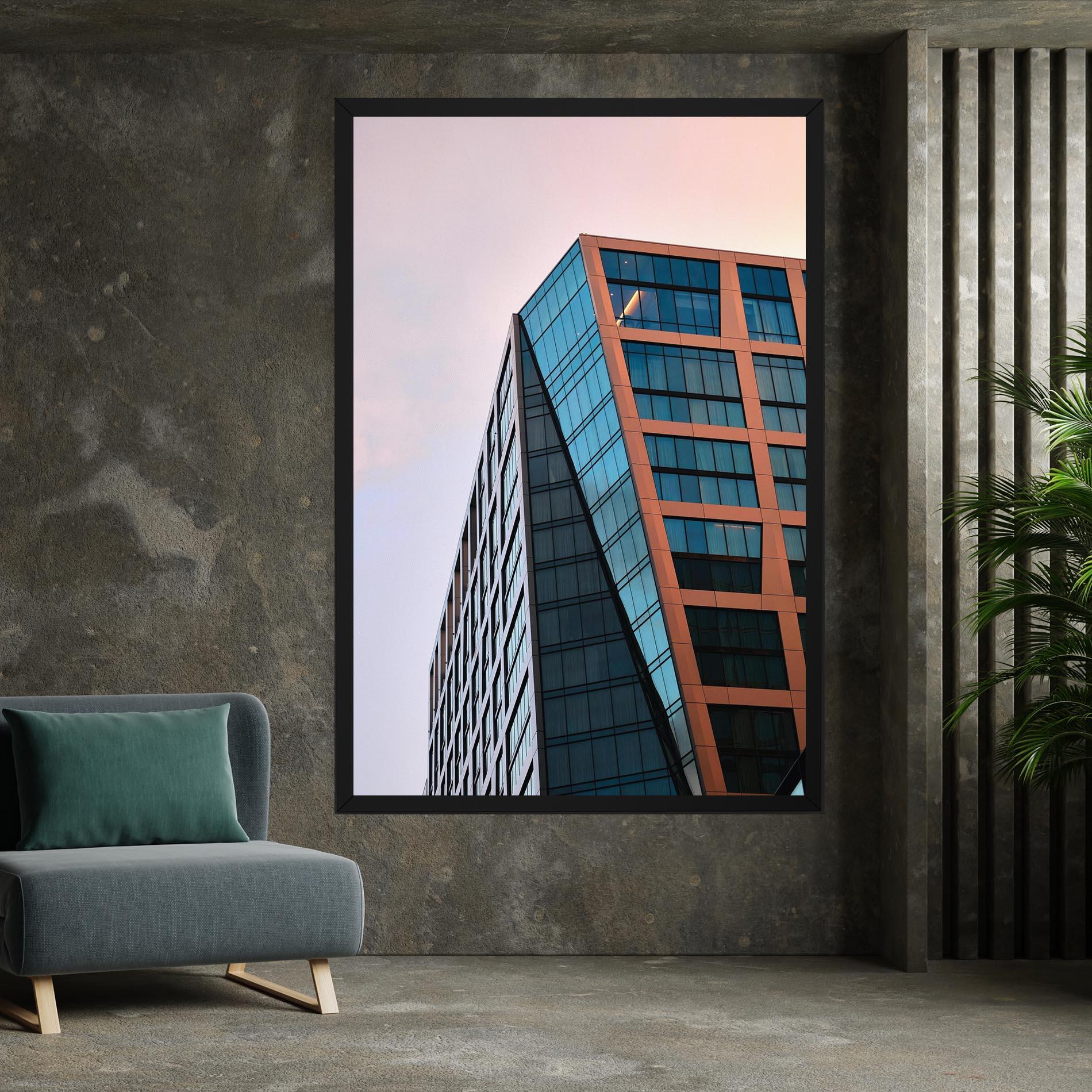 Leinwandbild Blue Glass Building mockup 7