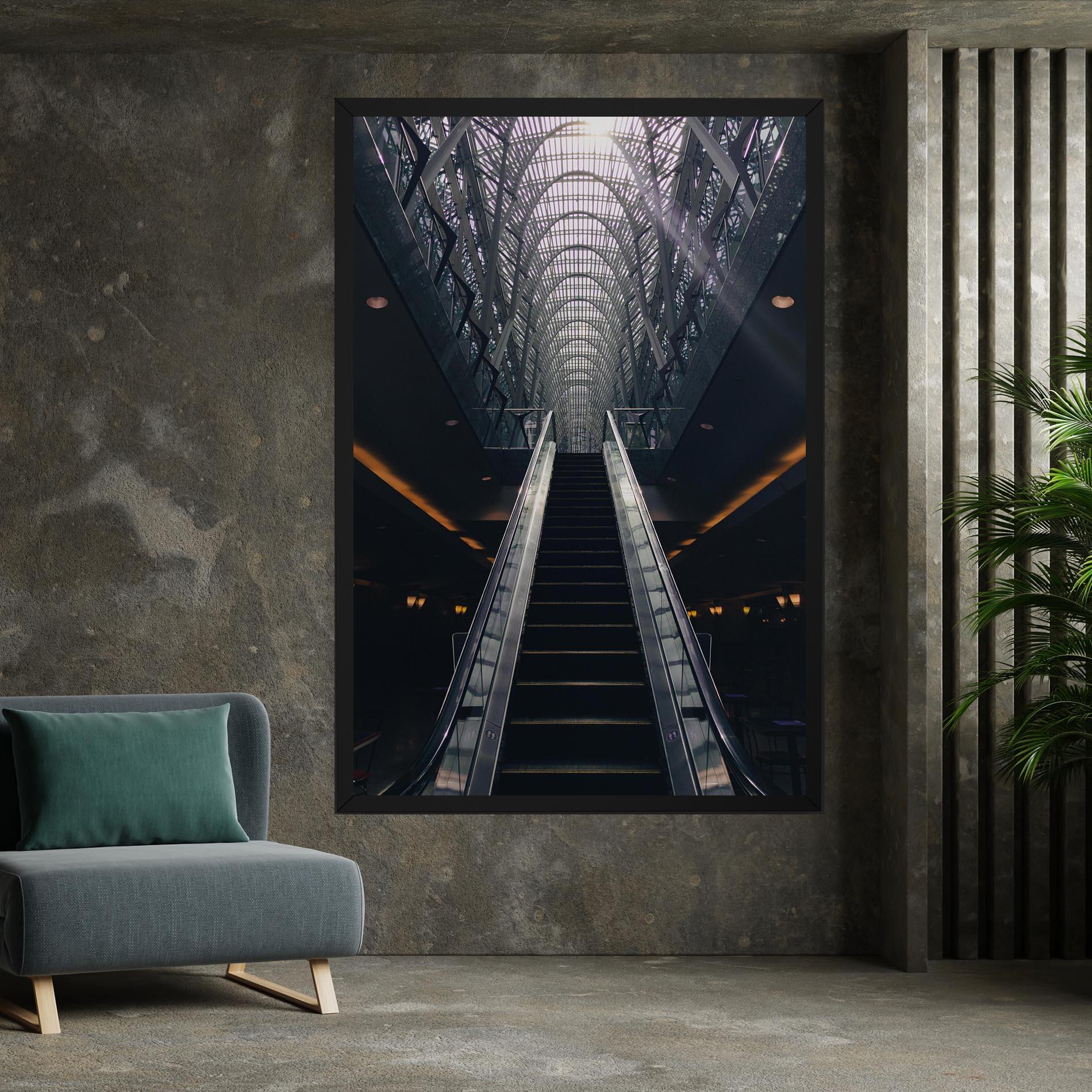 Leinwandbild Grey Stairs Building mockup 7
