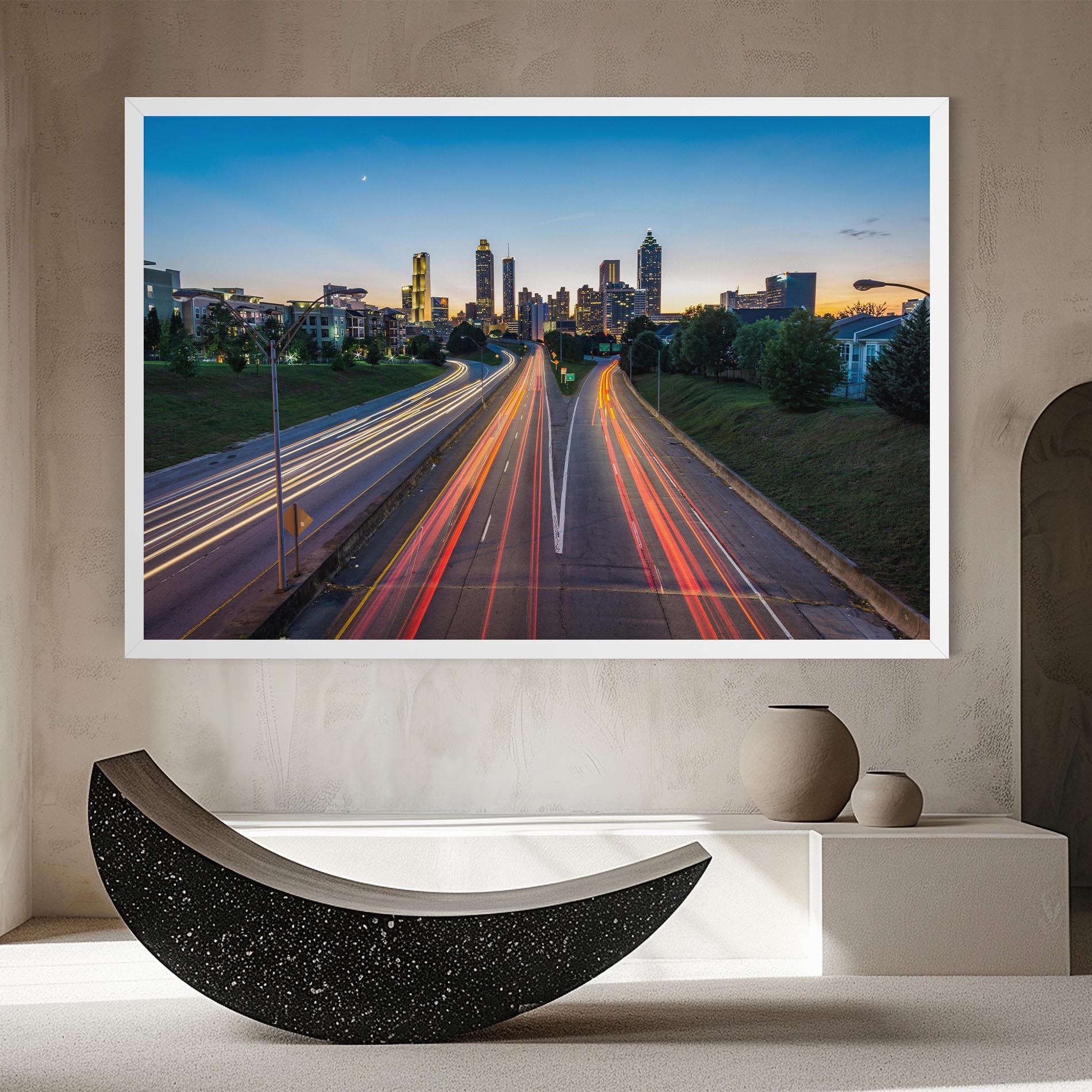 Leinwandbild Car Lights City mockup 8