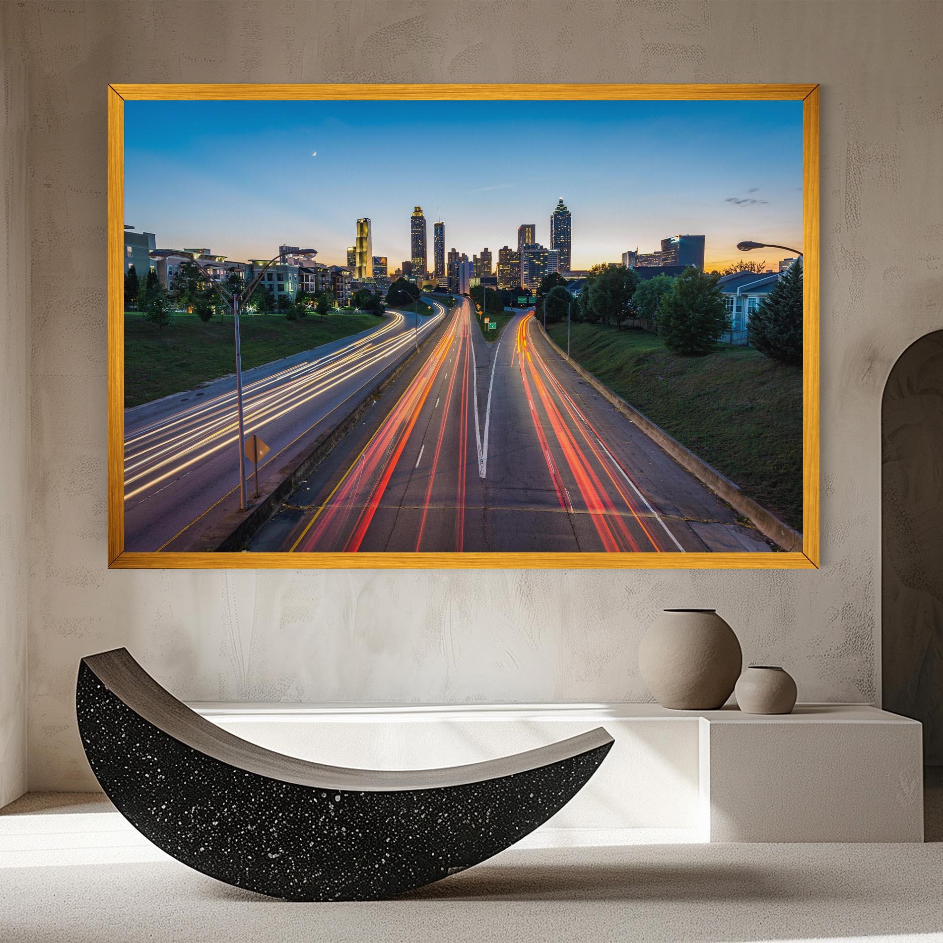 Leinwandbild Car Lights City mockup 8