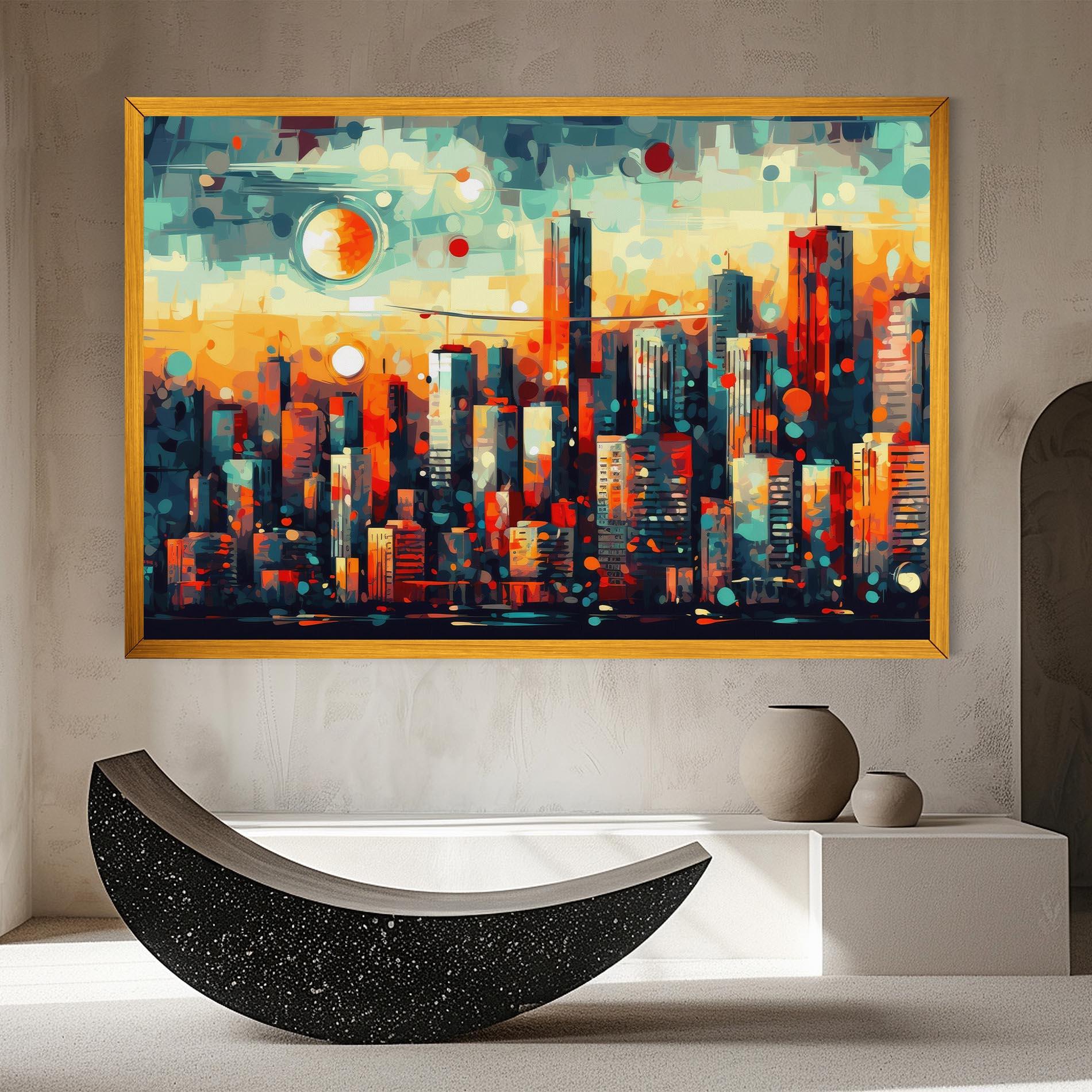Leinwandbild Colorful City Painting mockup 8