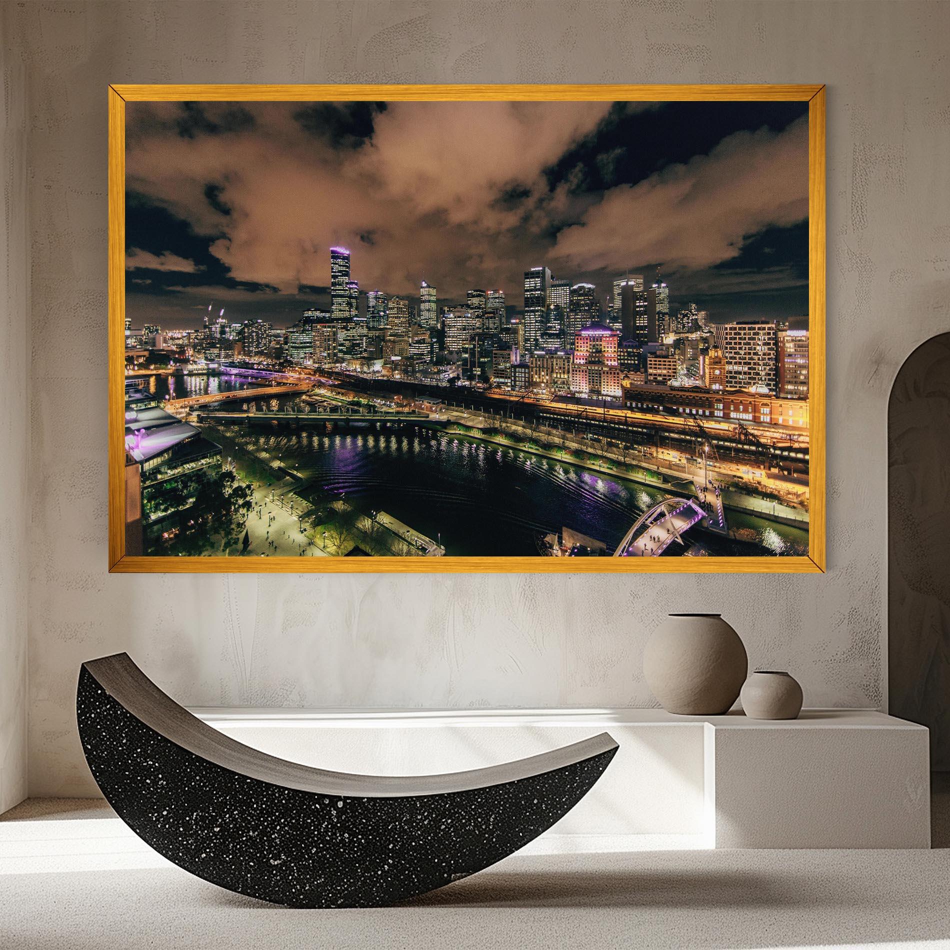 Leinwandbild Green Purple City mockup 8