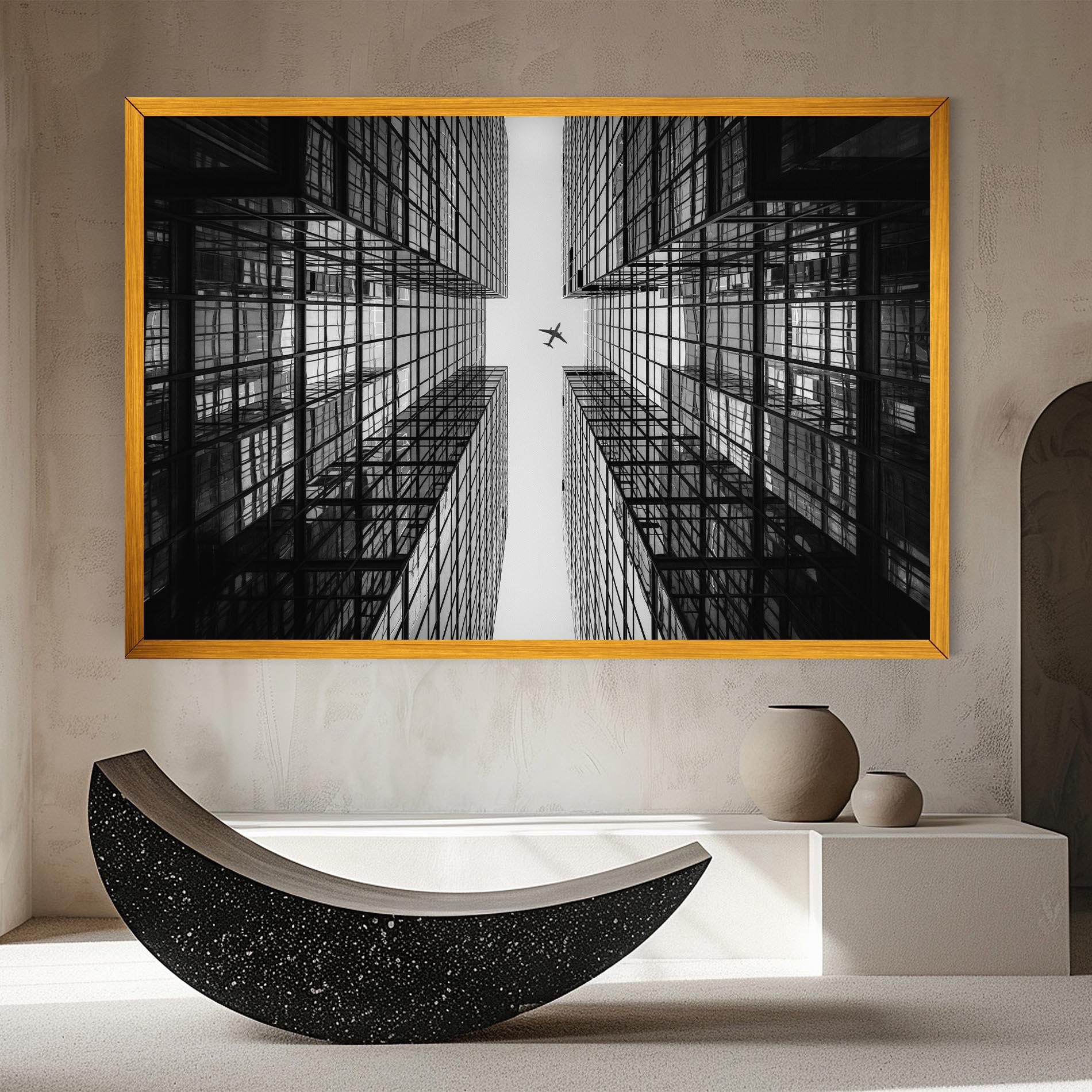 Leinwandbild Plane Grey Building mockup 8