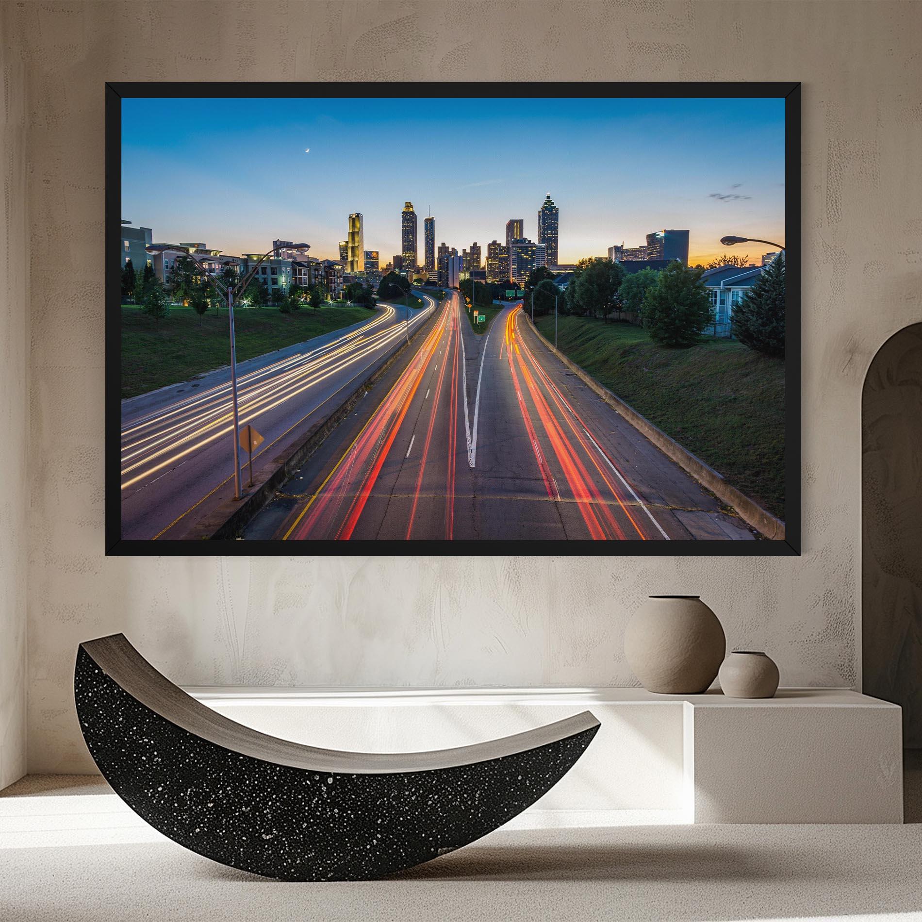 Leinwandbild Car Lights City mockup 8