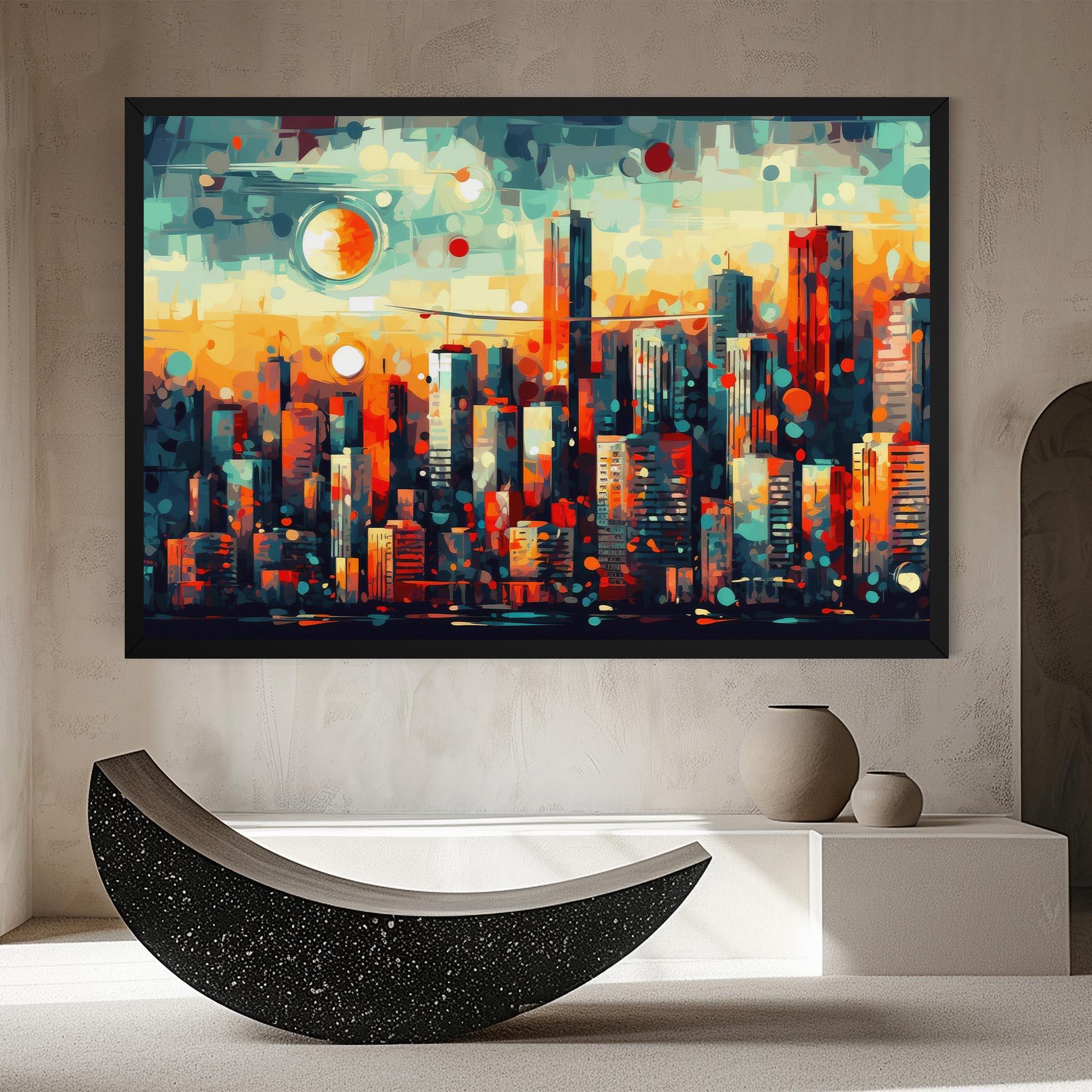 Leinwandbild Colorful City Painting mockup 8